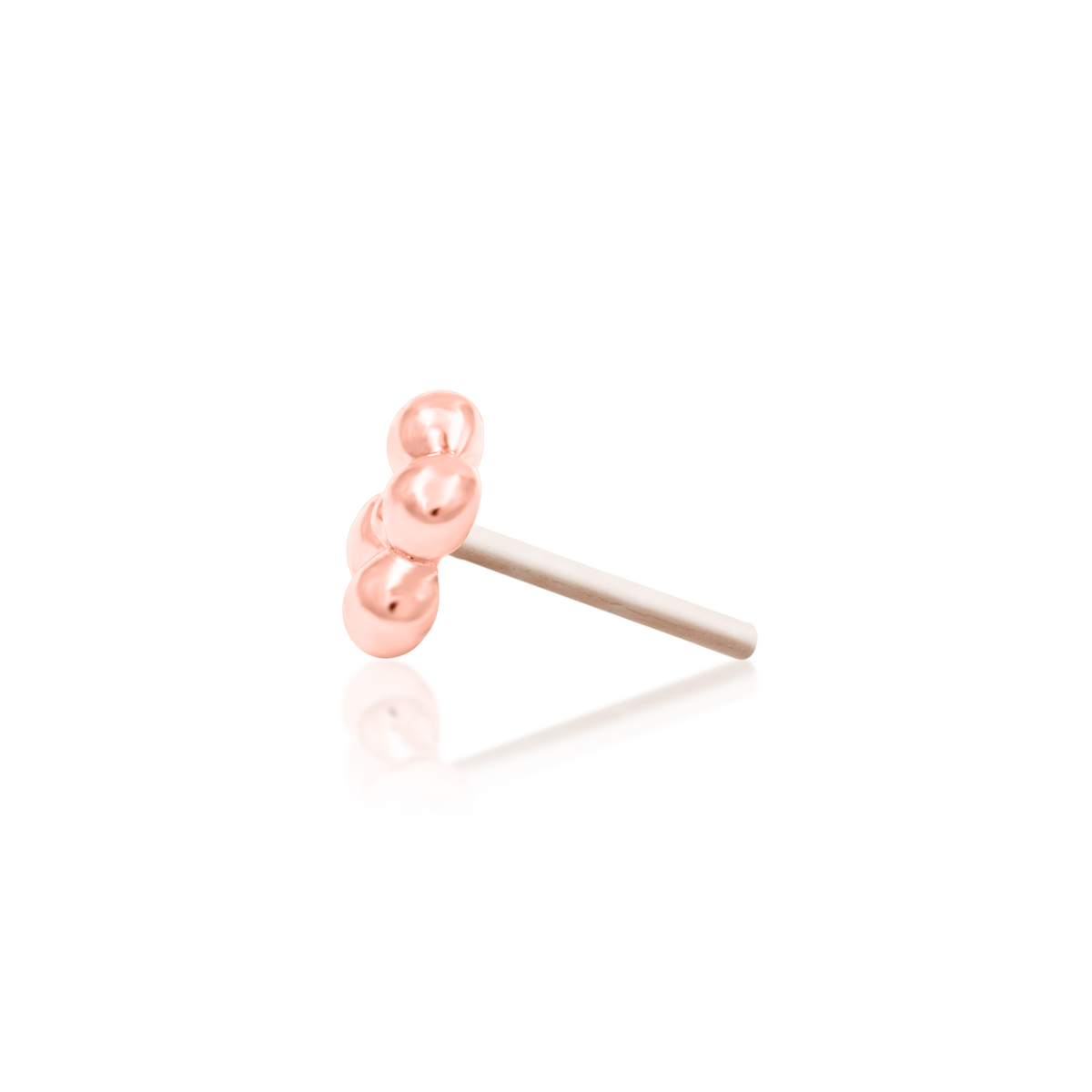 14ct rose gold threadless Gold Square Quad-Bead end, Loughborough Origins Body Art