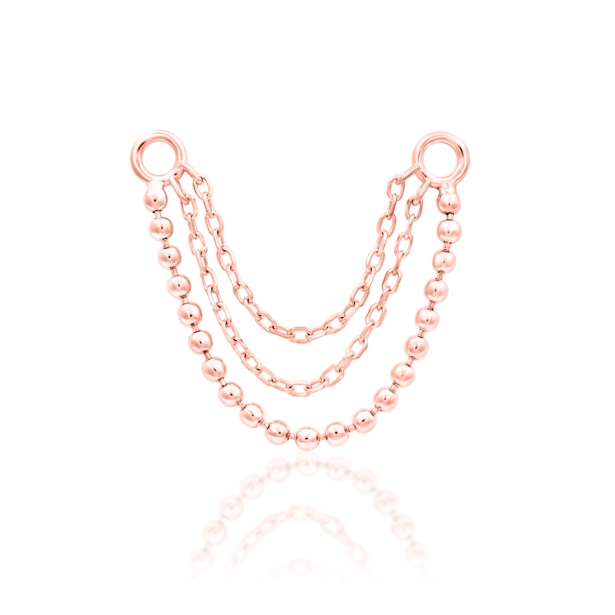 14ct rose gold Triple chain Quinn end, Loughborough Origins Body Art
