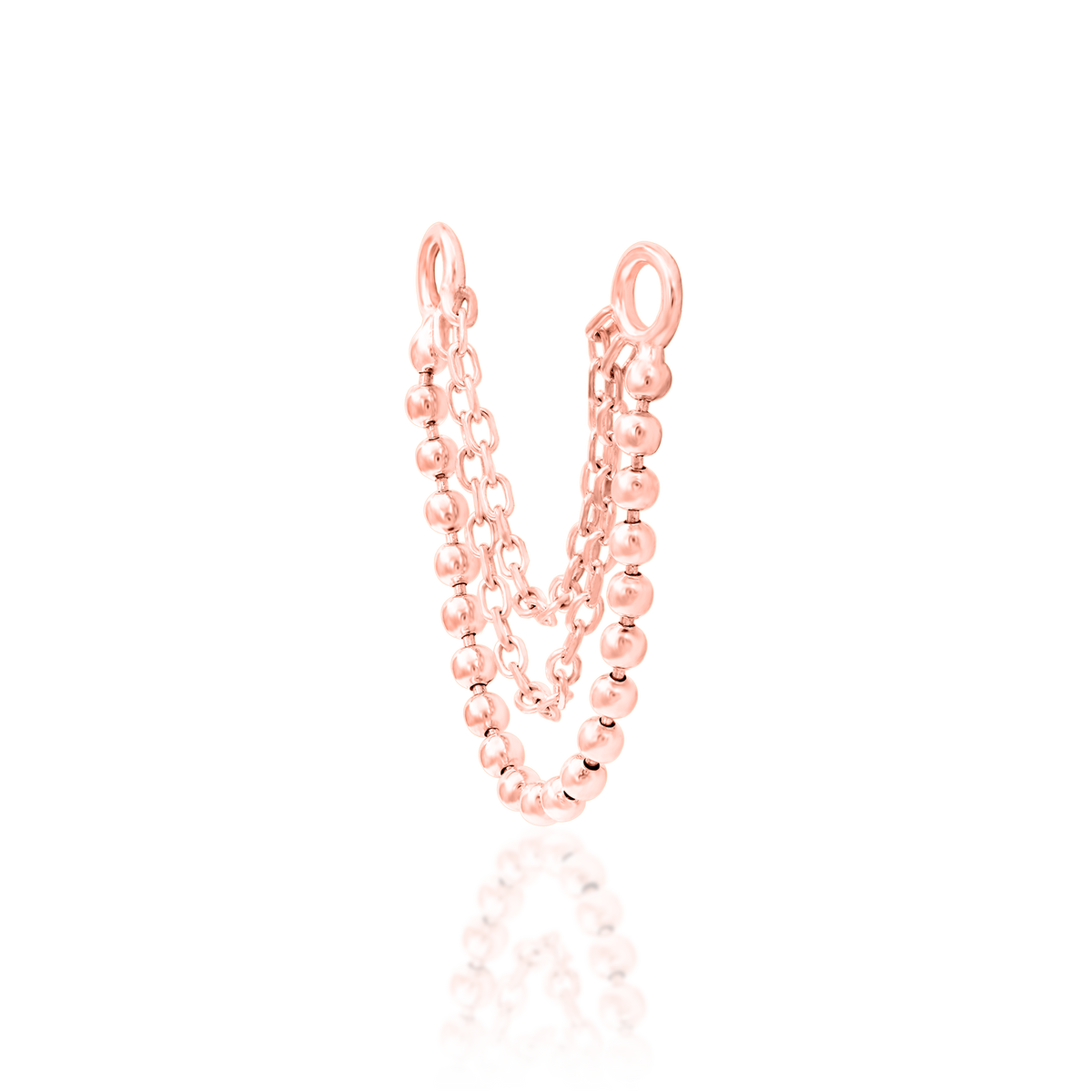 14ct rose gold Triple chain Quinn end, Loughborough Origins Body Art