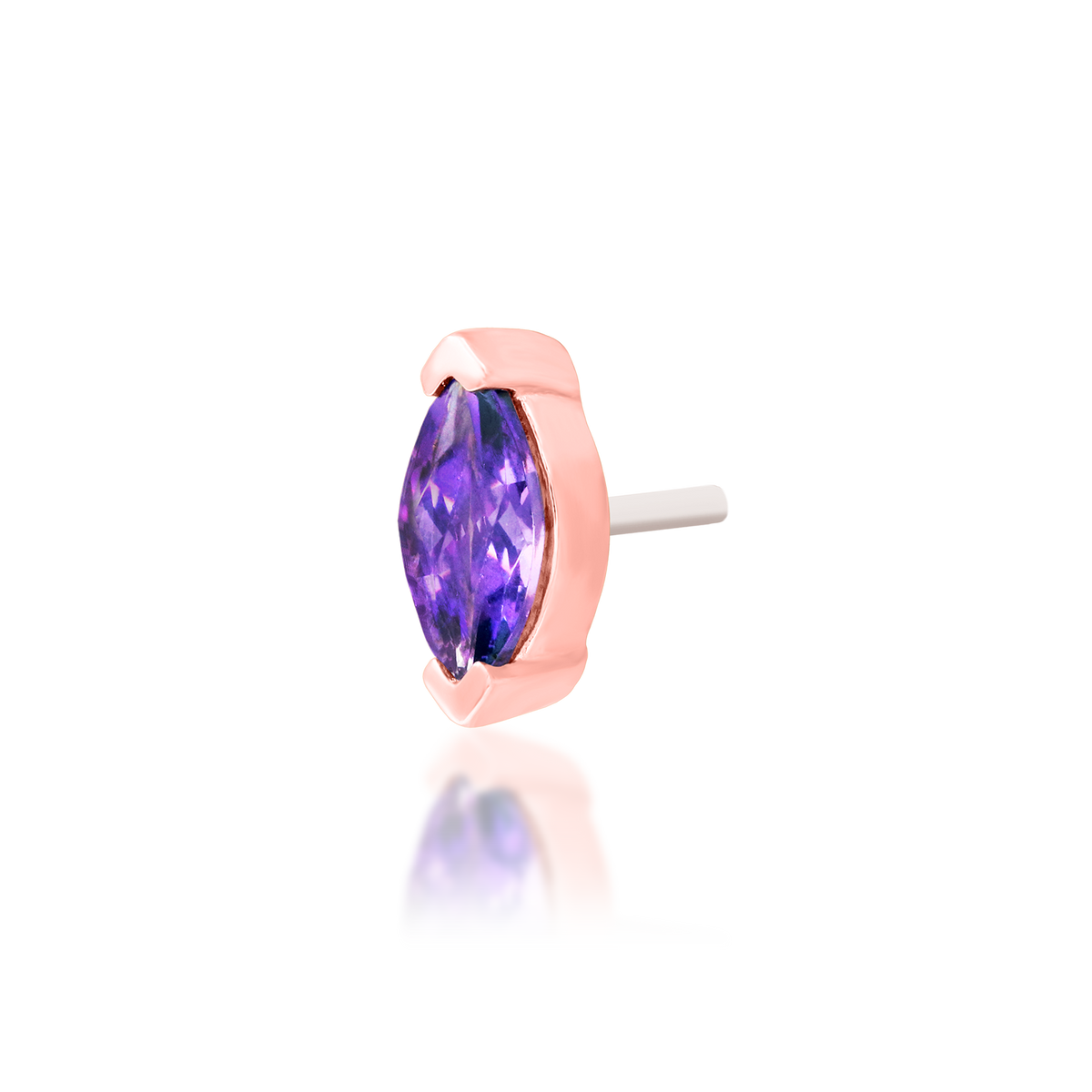 14ct rose gold threadless Sumire Amethyst end, Loughborough Origins Body Art