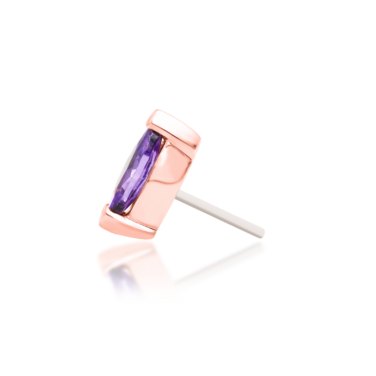 14ct rose gold threadless Sumire Amethyst end, Loughborough Origins Body Art
