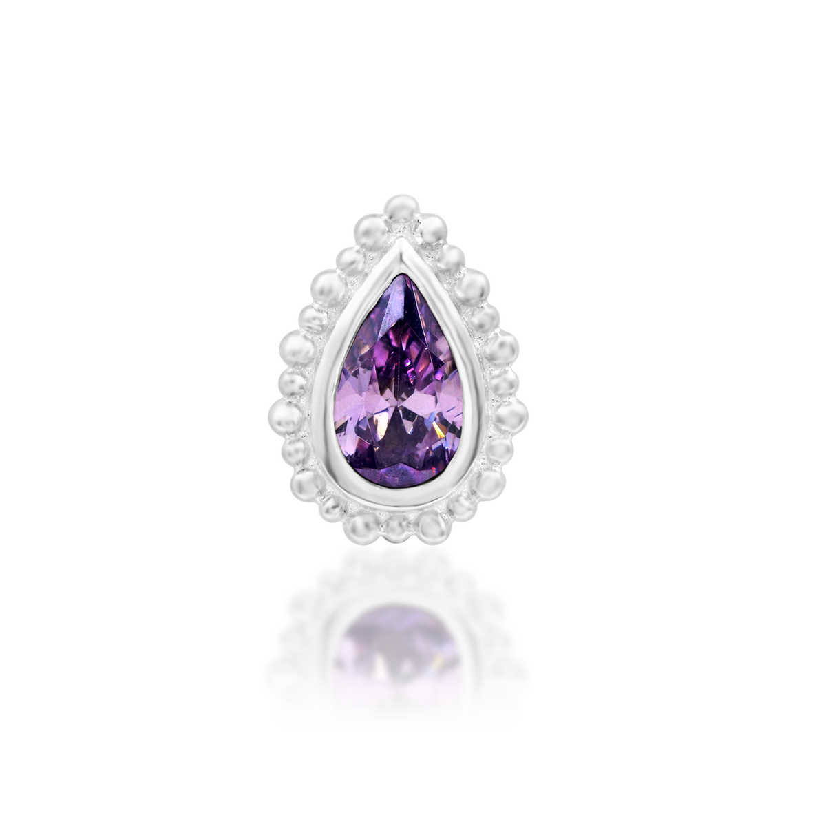 14ct white gold threadless Avani Amethyst end, Loughborough Origins Body Art
