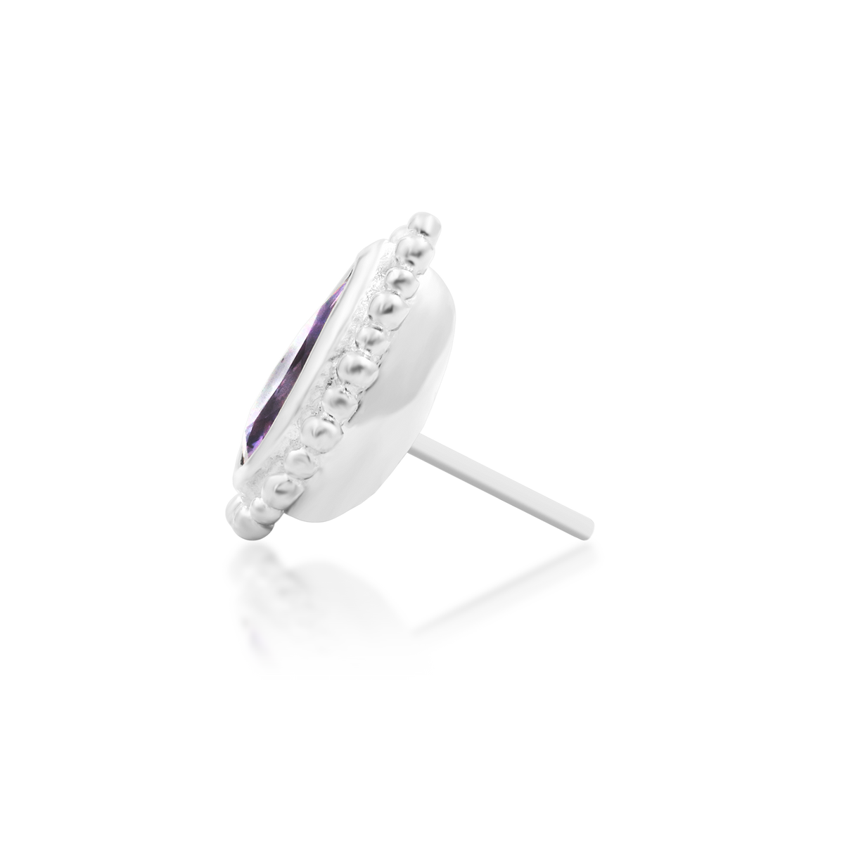 14ct white gold threadless Avani Amethyst end, Loughborough Origins Body Art