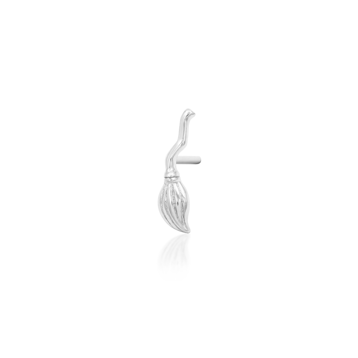 14ct white gold threadless Gold Witch's Broom end, Loughborough Origins Body Art