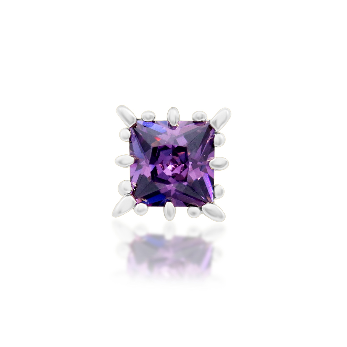 14ct white gold threadless Cassius Amethyst end, Loughborough Origins Body Art