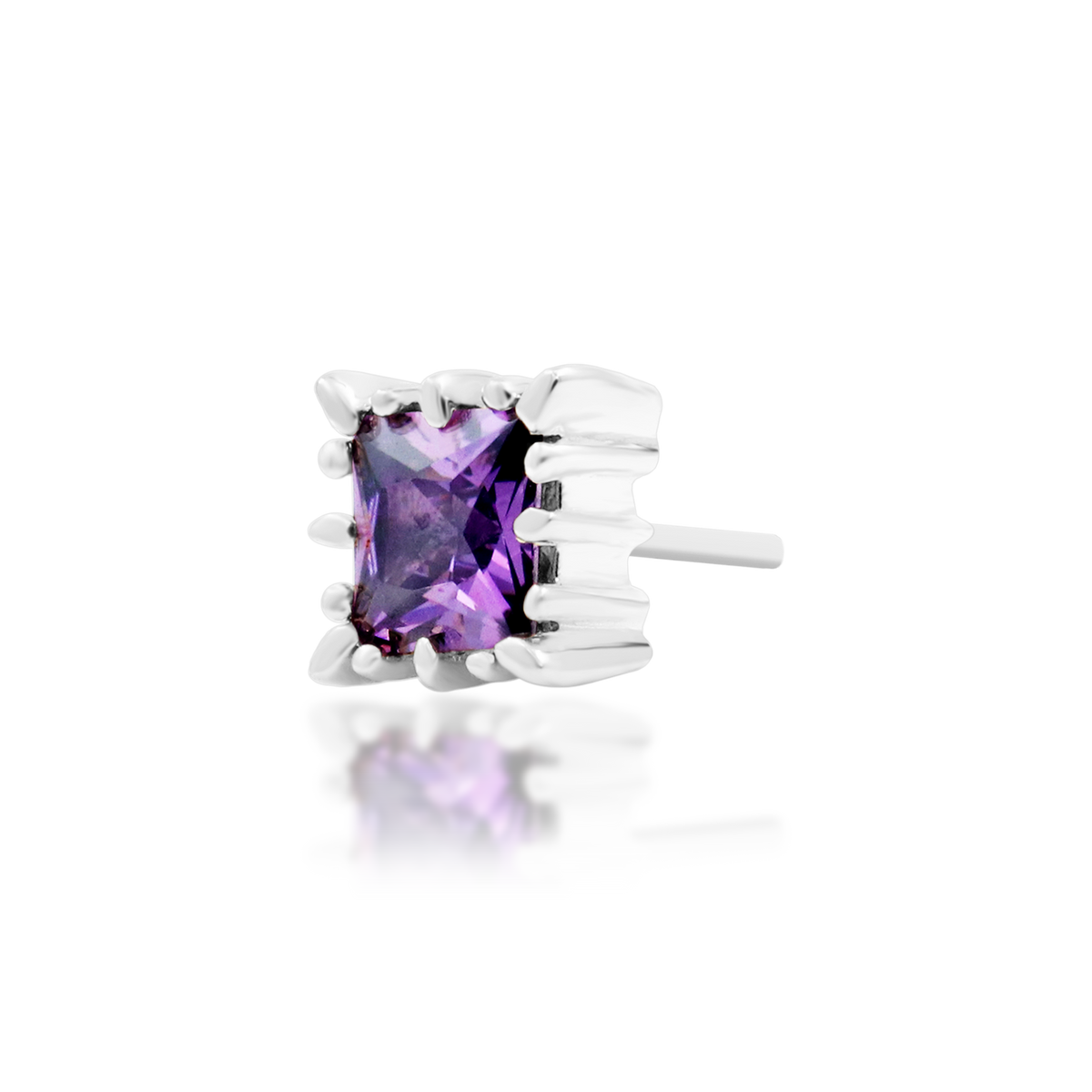 14ct white gold threadless Cassius Amethyst end, Loughborough Origins Body Art