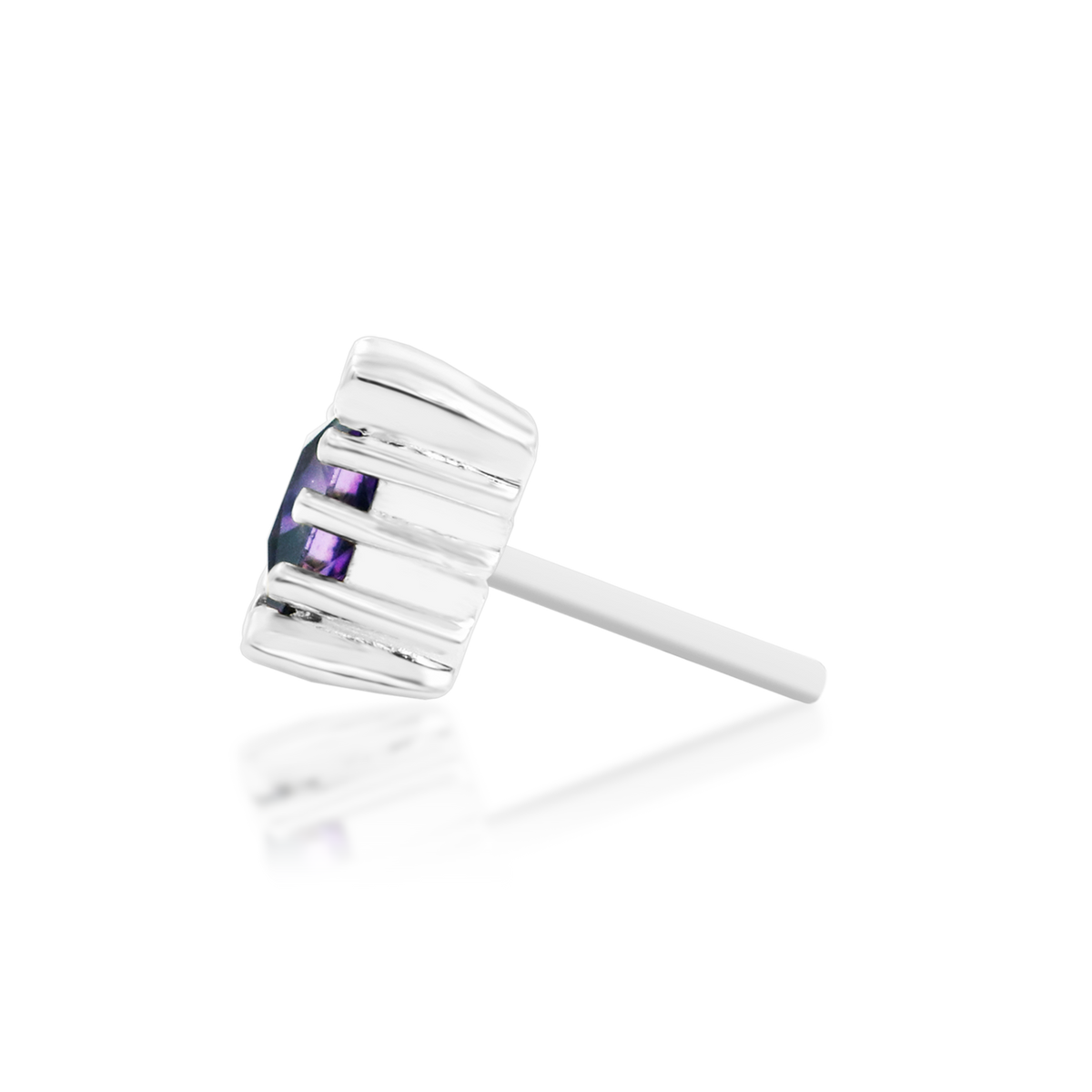 14ct white gold threadless Cassius Amethyst end, Loughborough Origins Body Art