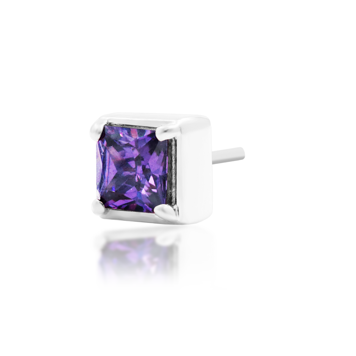 14ct white gold threadless Corcran Amethyst end, Loughborough Origins Body Art