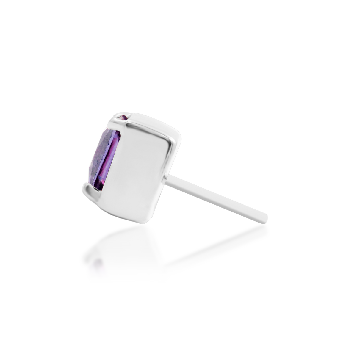 14ct white gold threadless Corcran Amethyst end, Loughborough Origins Body Art
