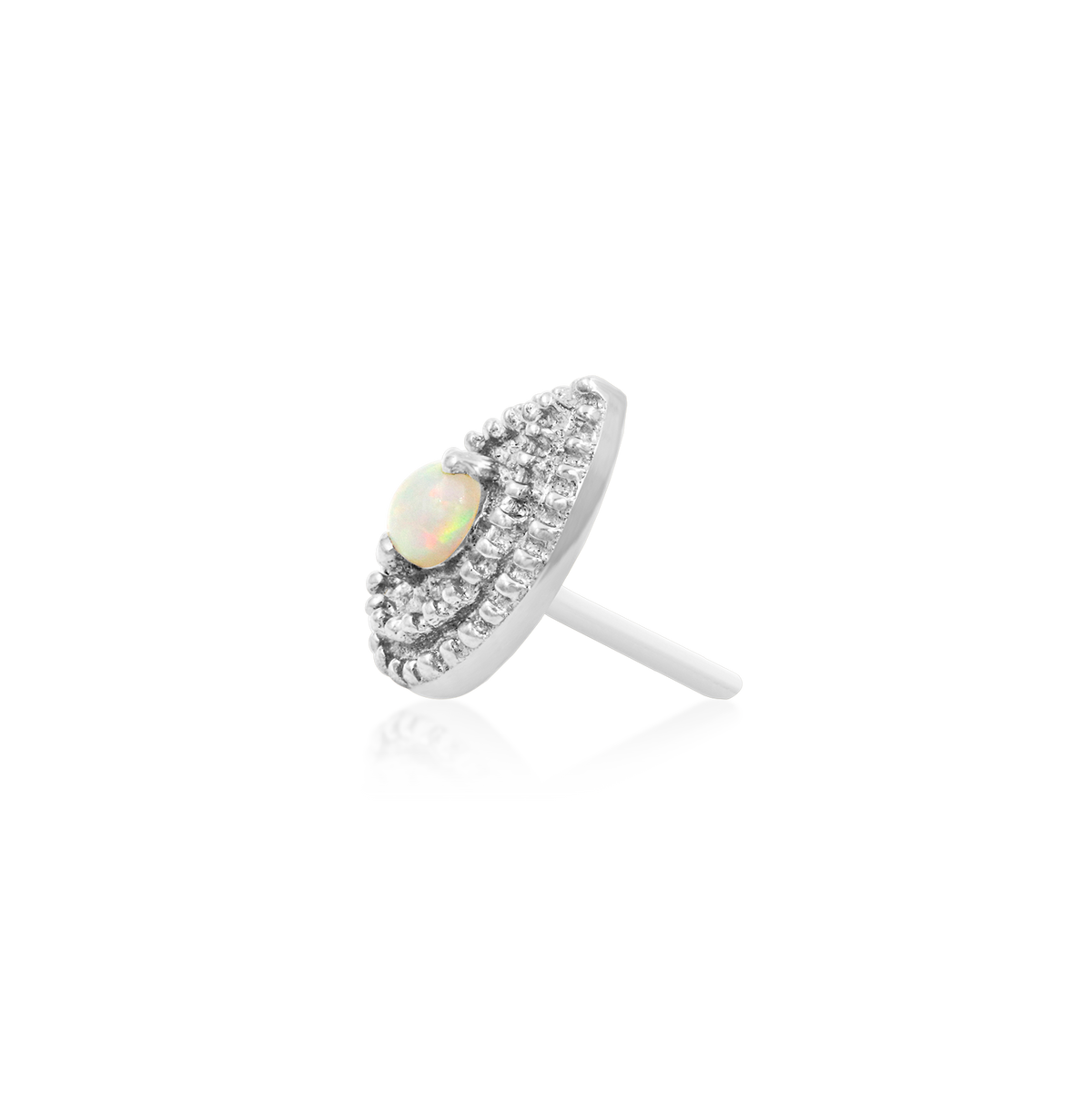 Gold Opal Pear Double Milgrain