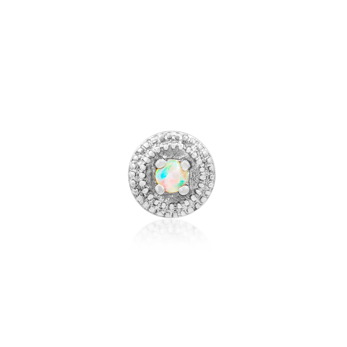 Gold Opal Round Double Milgrain
