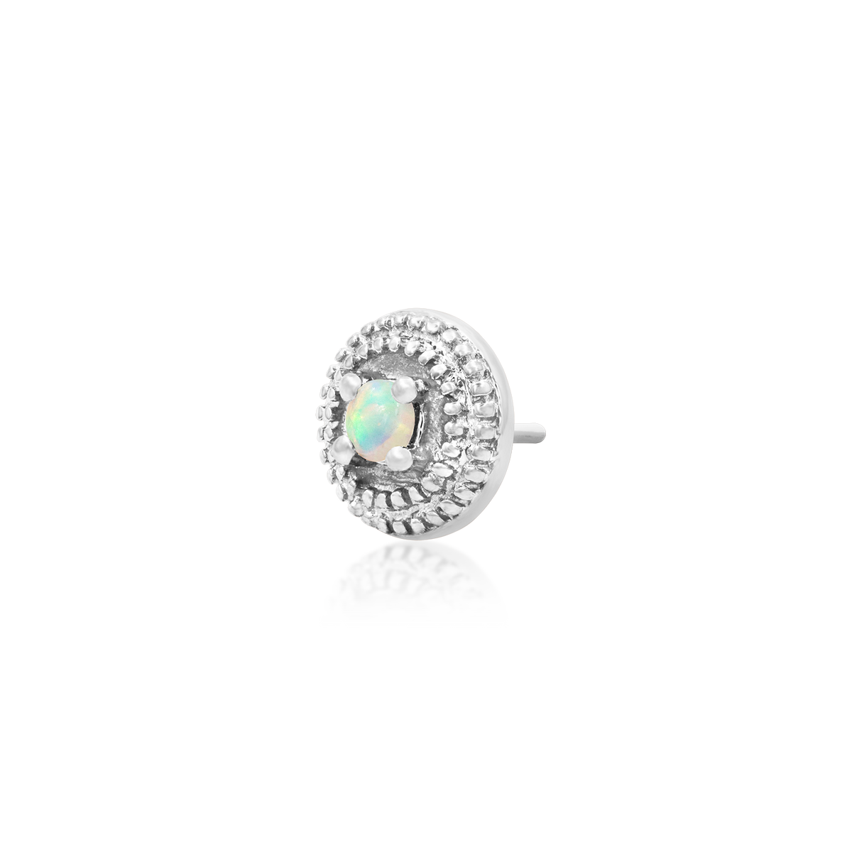 Gold Opal Round Double Milgrain