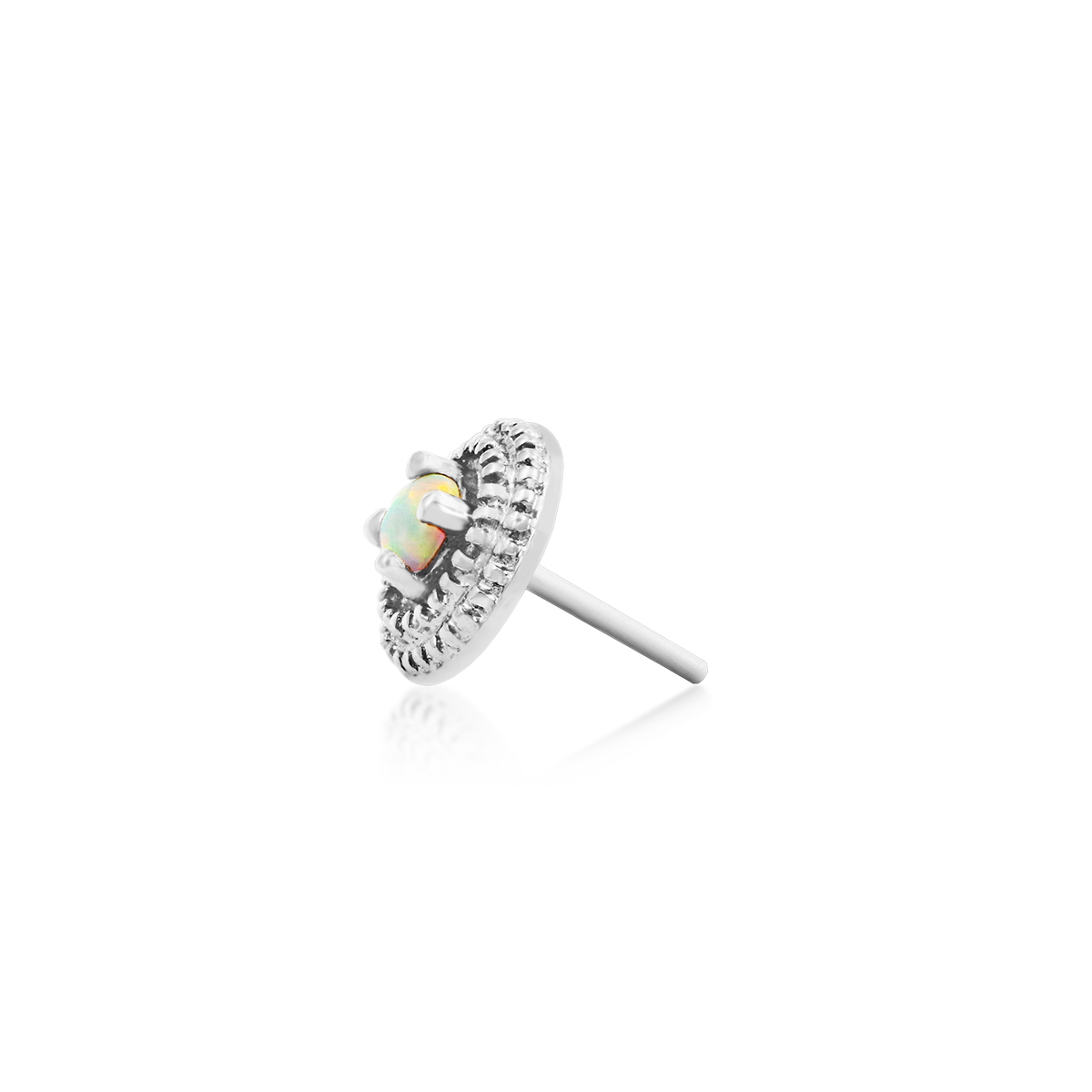Gold Opal Round Double Milgrain