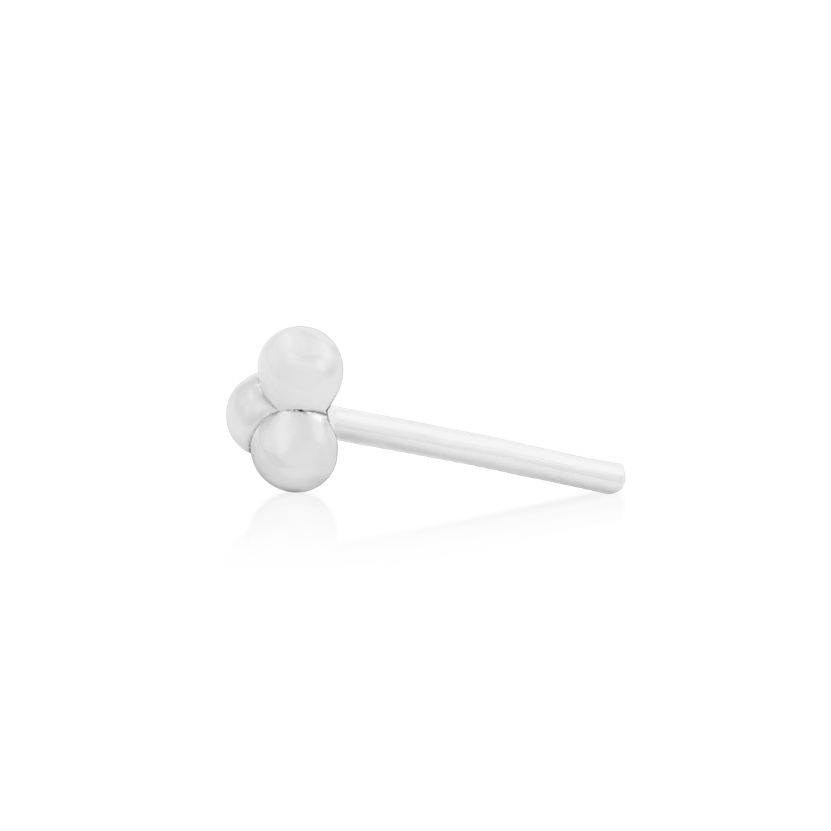 14ct white gold threadless Gold Tri-bead end, Loughborough Origins Body Art