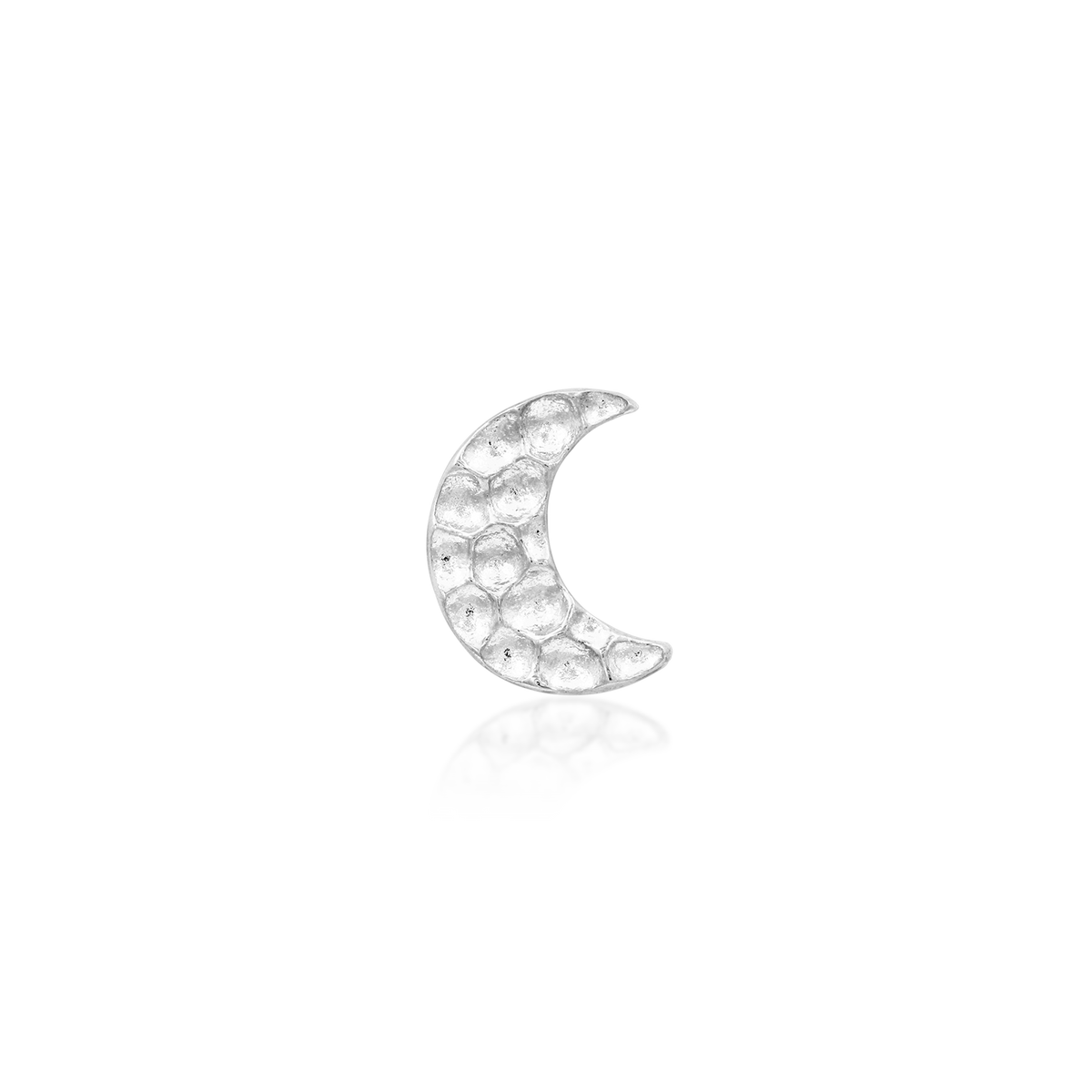 14ct white gold threadless Golden Hammered Moon end, Loughborough Origins Body Art