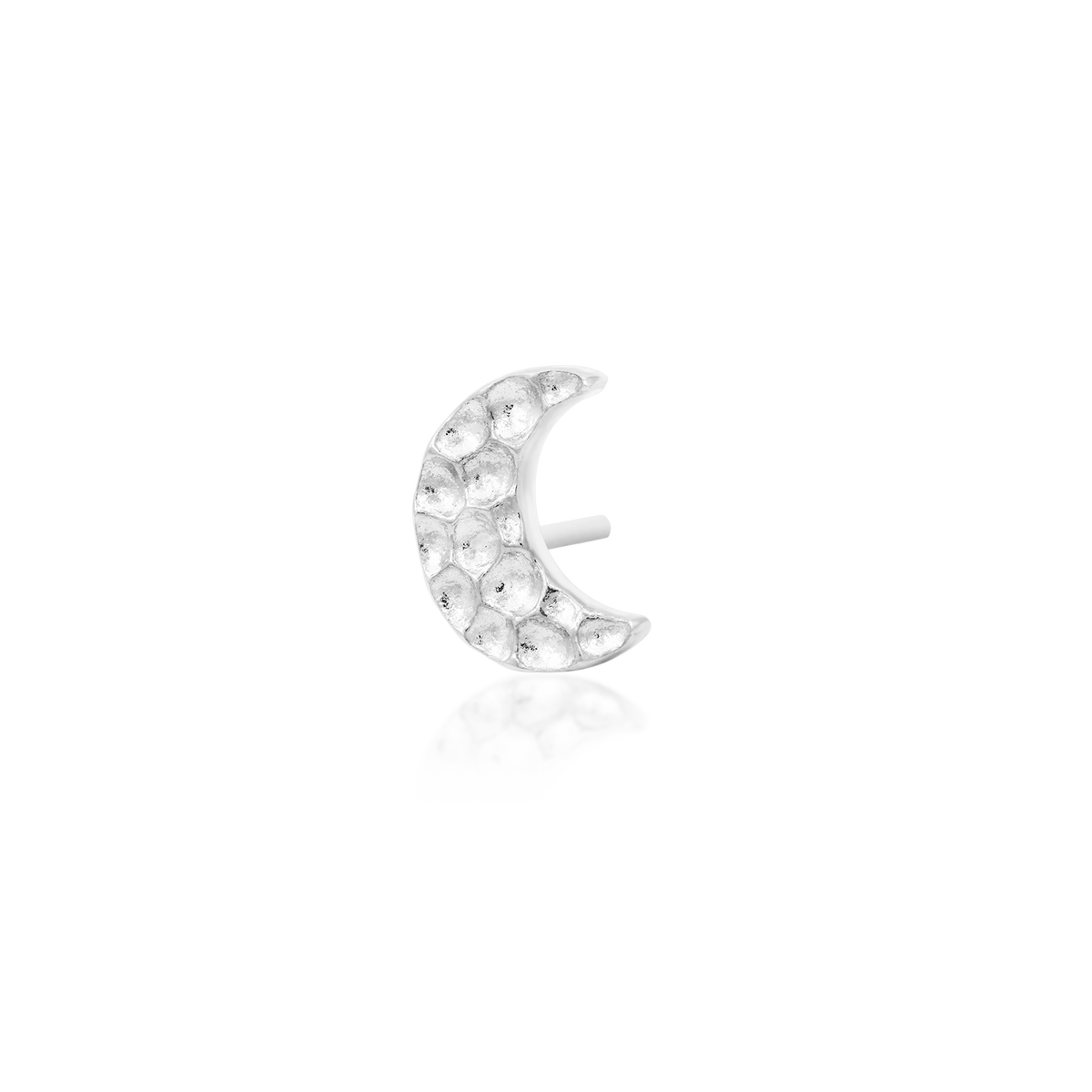 14ct white gold threadless Golden Hammered Moon end, Loughborough Origins Body Art