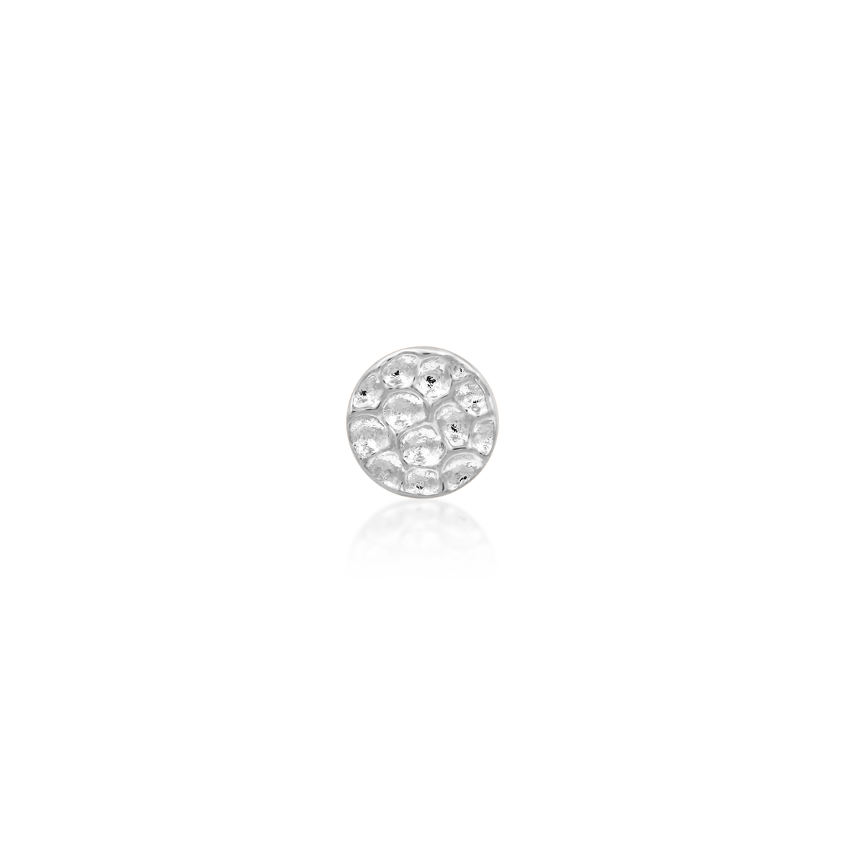 14ct white gold threadless Gold Hammered Disk end, Loughborough Origins Body Art