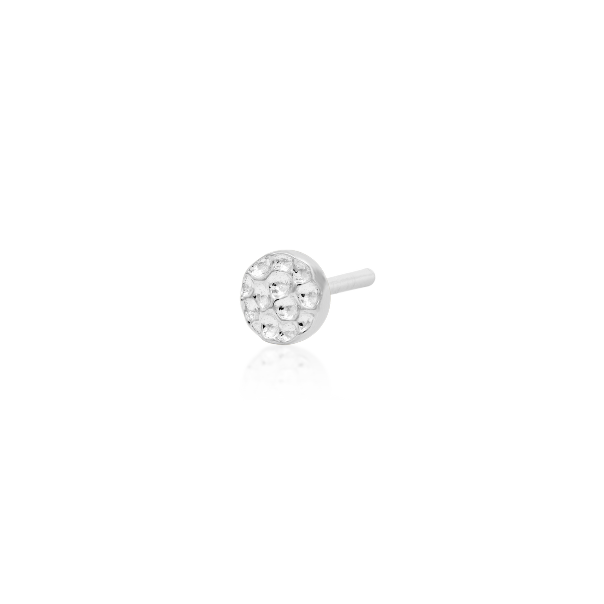 14ct white gold threadless Gold Hammered Disk end, Loughborough Origins Body Art