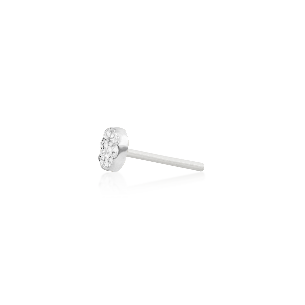 14ct white gold threadless Gold Hammered Disk end, Loughborough Origins Body Art