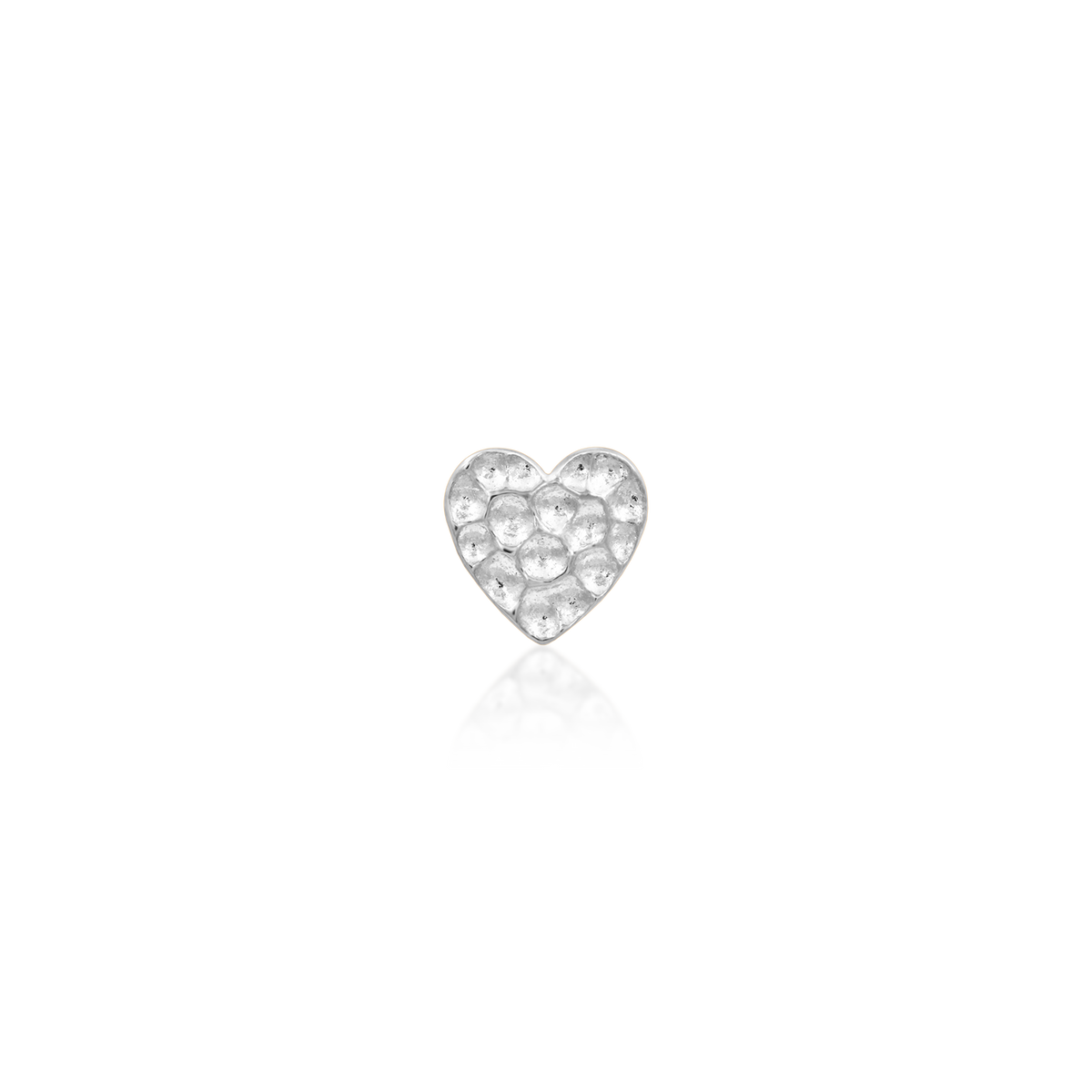 14ct white gold threadless Gold Hammered Heart end, Loughborough Origins Body Art
