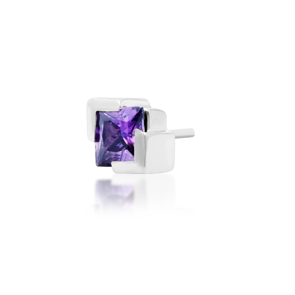 14ct white gold threadless Jolan Amethyst end, Loughborough Origins Body Art