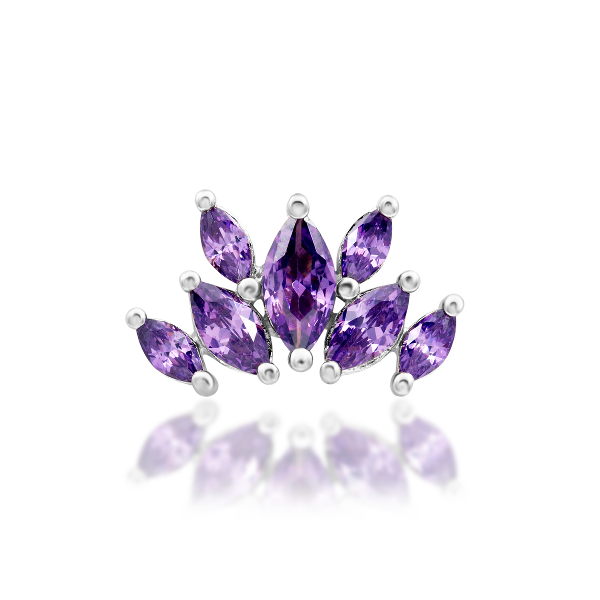 14ct white gold threadless Kehlani Amethyst end, Loughborough Origins Body Art
