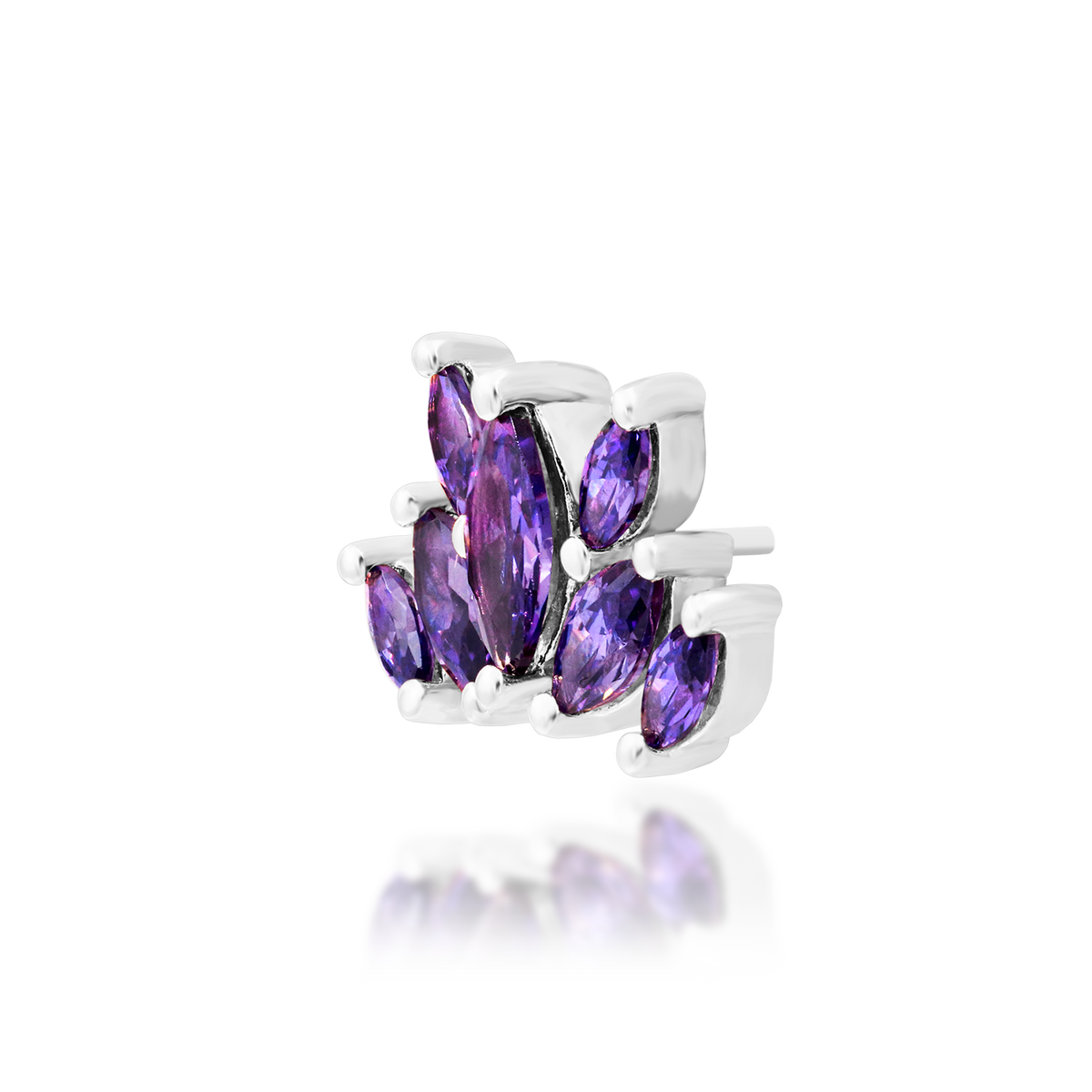 14ct white gold threadless Kehlani Amethyst end, Loughborough Origins Body Art