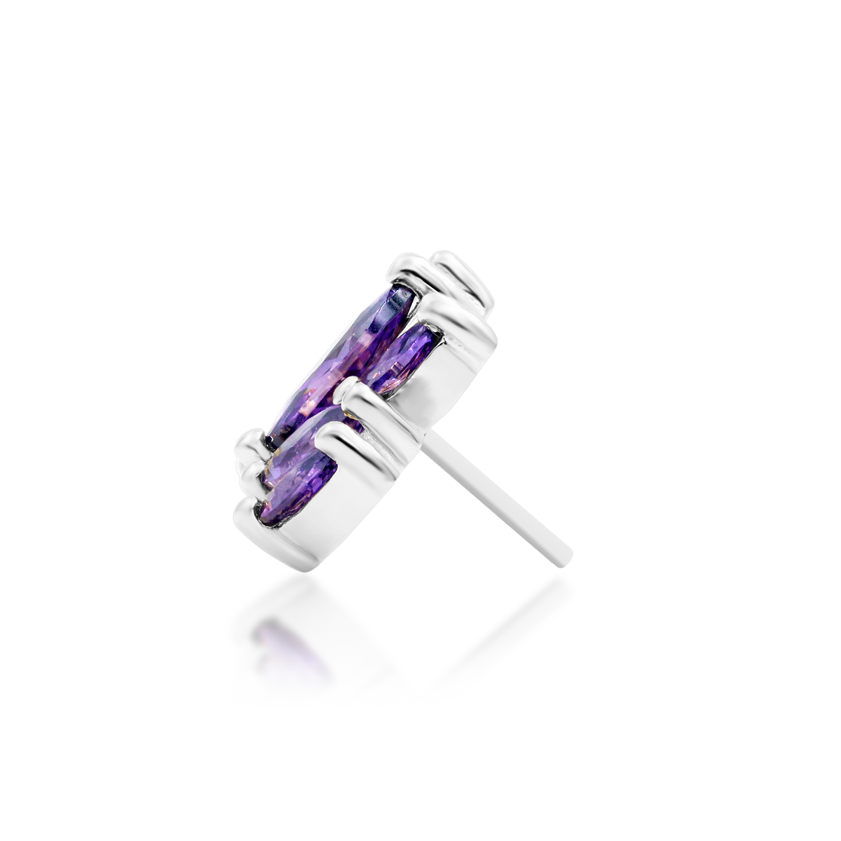 14ct white gold threadless Kehlani Amethyst end, Loughborough Origins Body Art