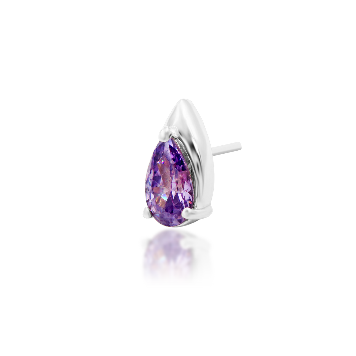 14ct white gold threadless Kya Amethyst end, Loughborough Origins Body Art