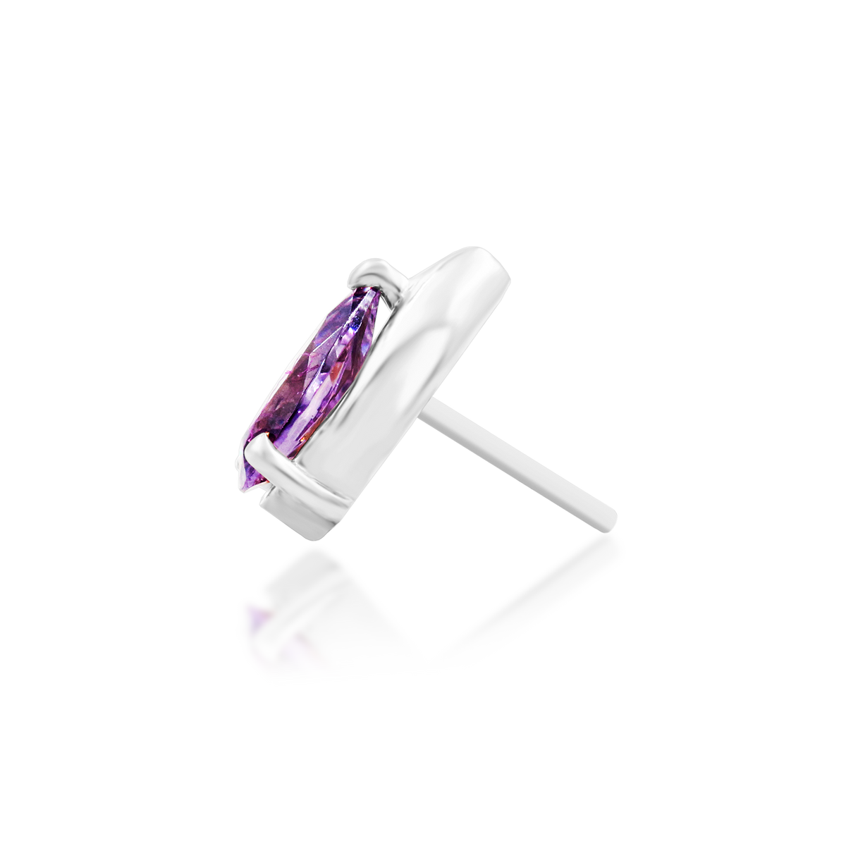 14ct white gold threadless Kya Amethyst end, Loughborough Origins Body Art
