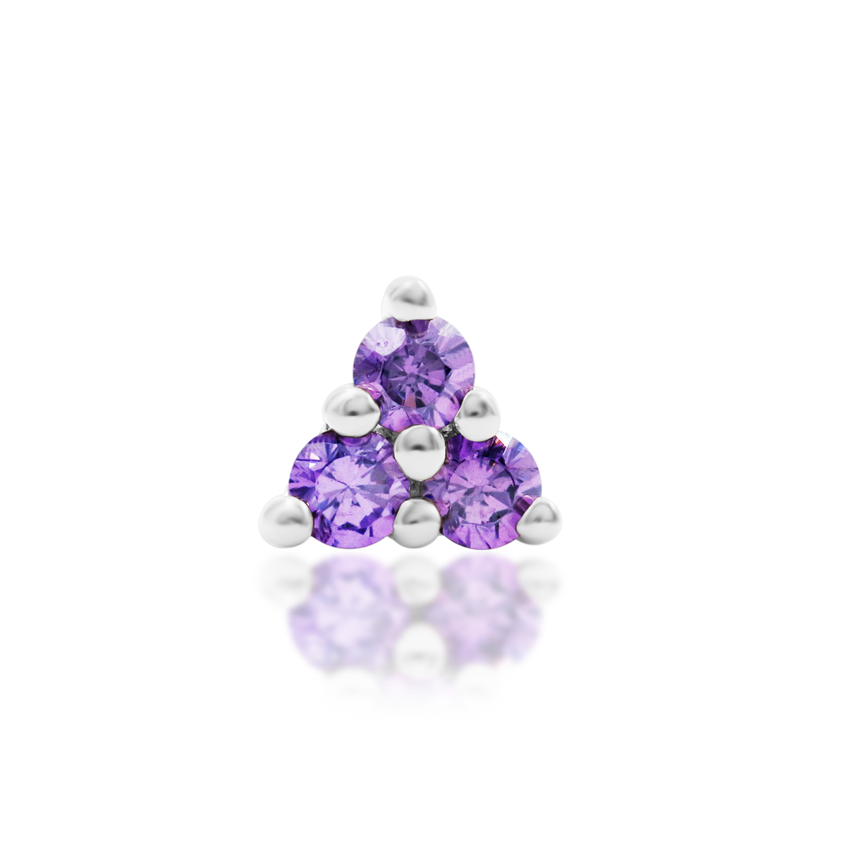 14ct white gold threadless Lanthia Amethyst end, Loughborough Origins Body Art