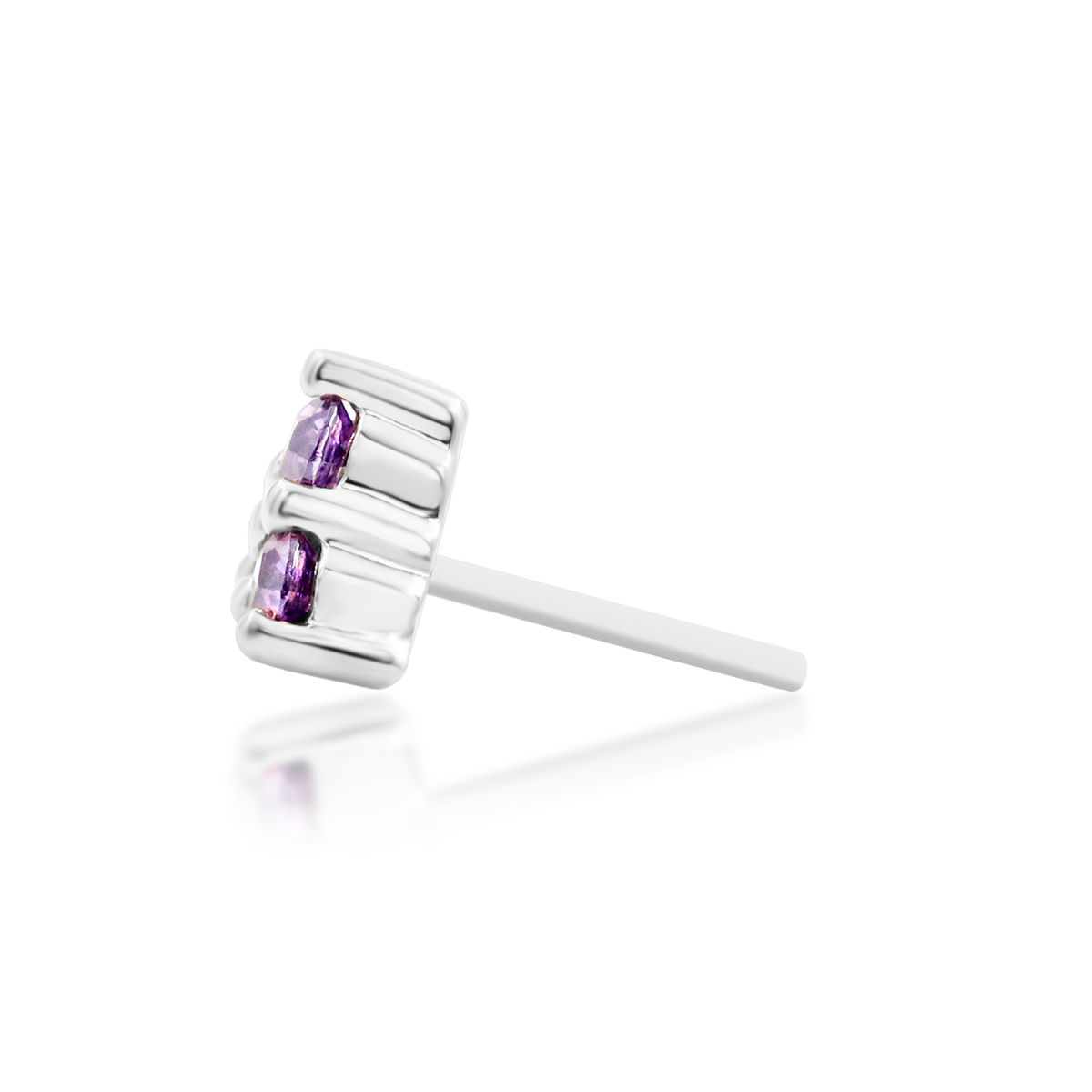 14ct white gold threadless Lanthia Amethyst end, Loughborough Origins Body Art