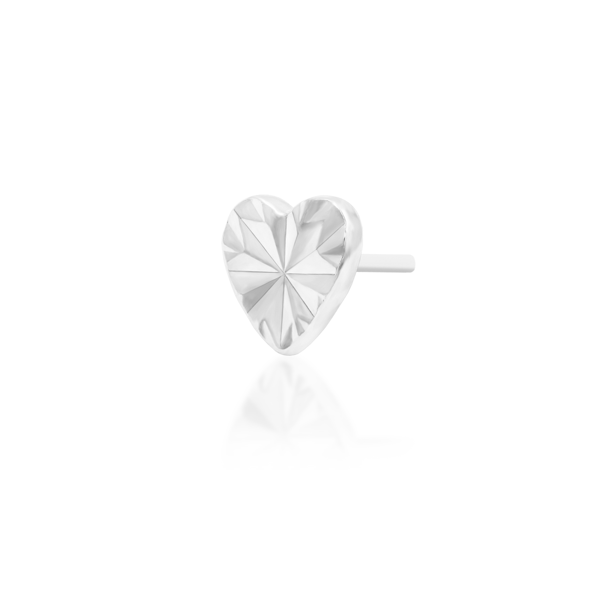 14ct white gold threadless Laser Heart end, Loughborough Origins Body Art