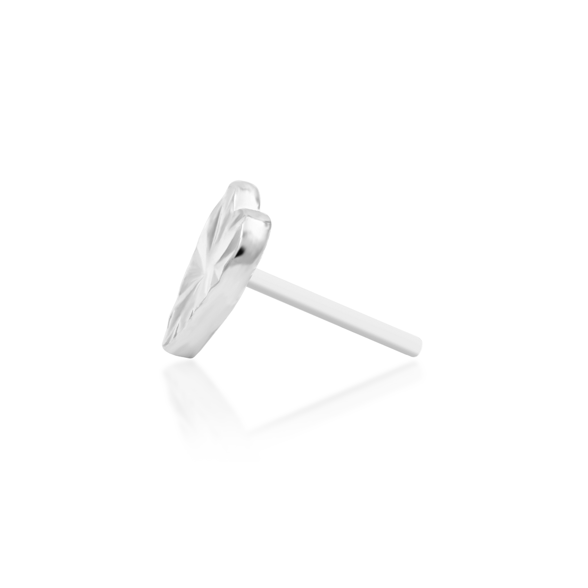14ct white gold threadless Laser Heart end, Loughborough Origins Body Art