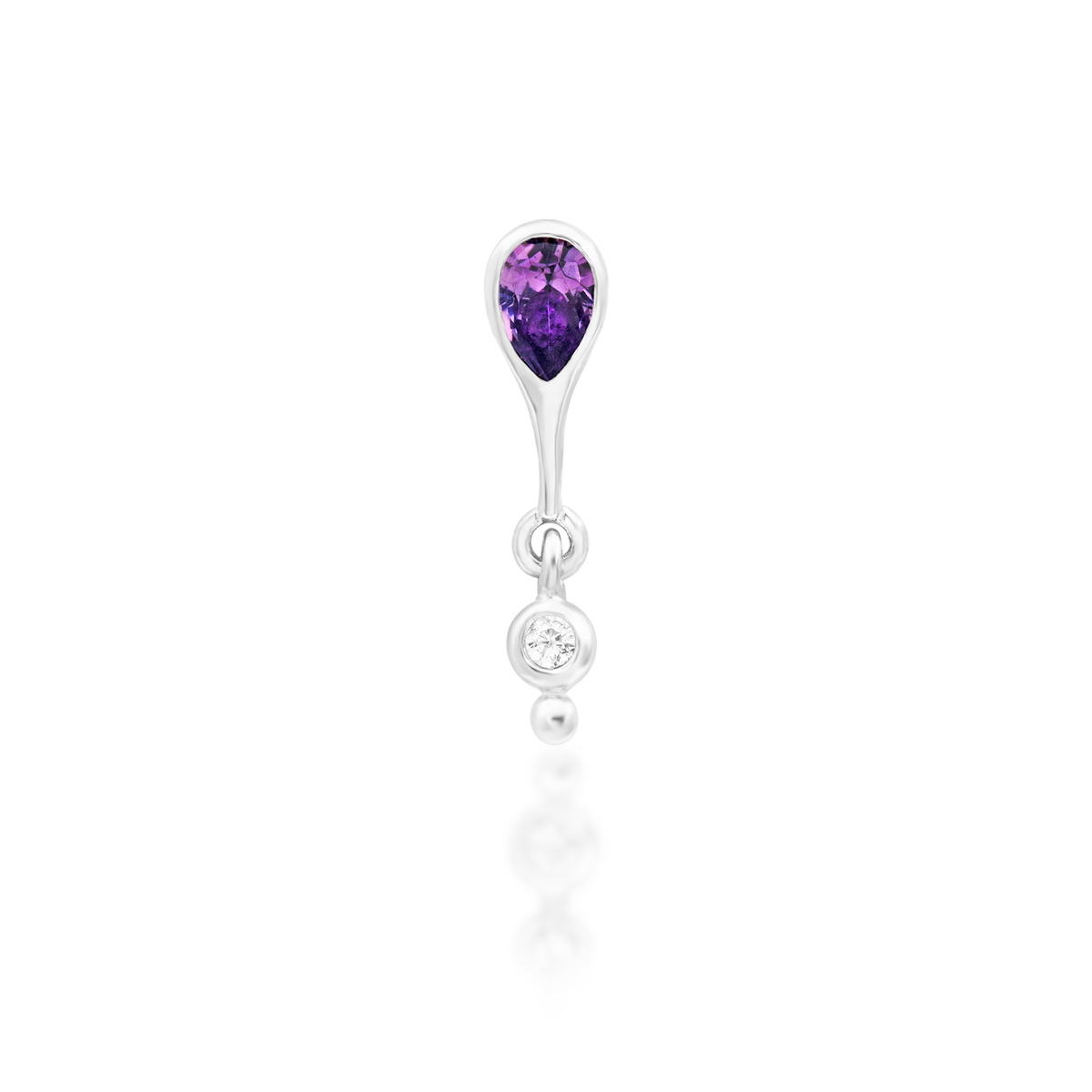 14ct white gold threadless Leilani Amethyst end, Loughborough Origins Body Art