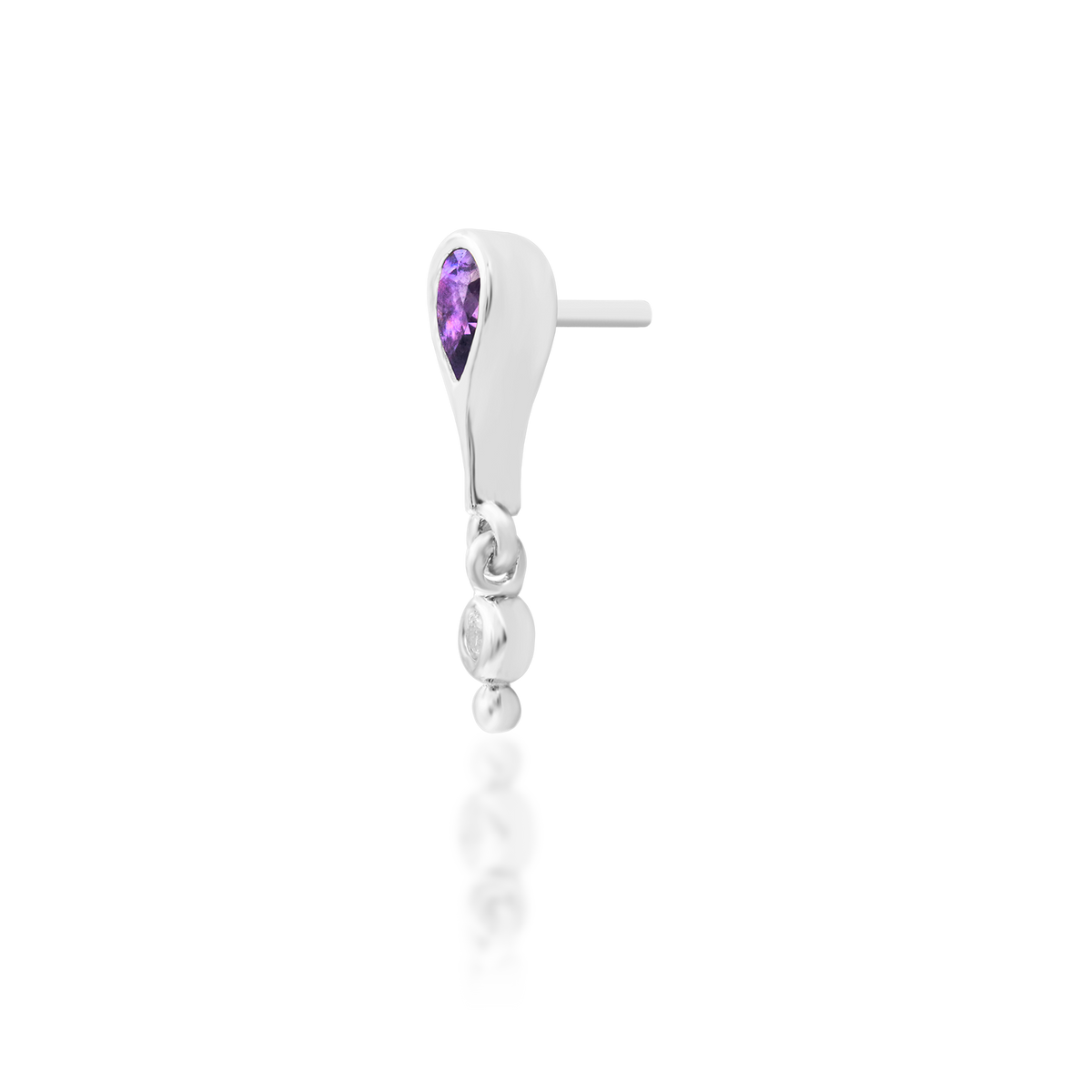 14ct white gold threadless Leilani Amethyst end, Loughborough Origins Body Art