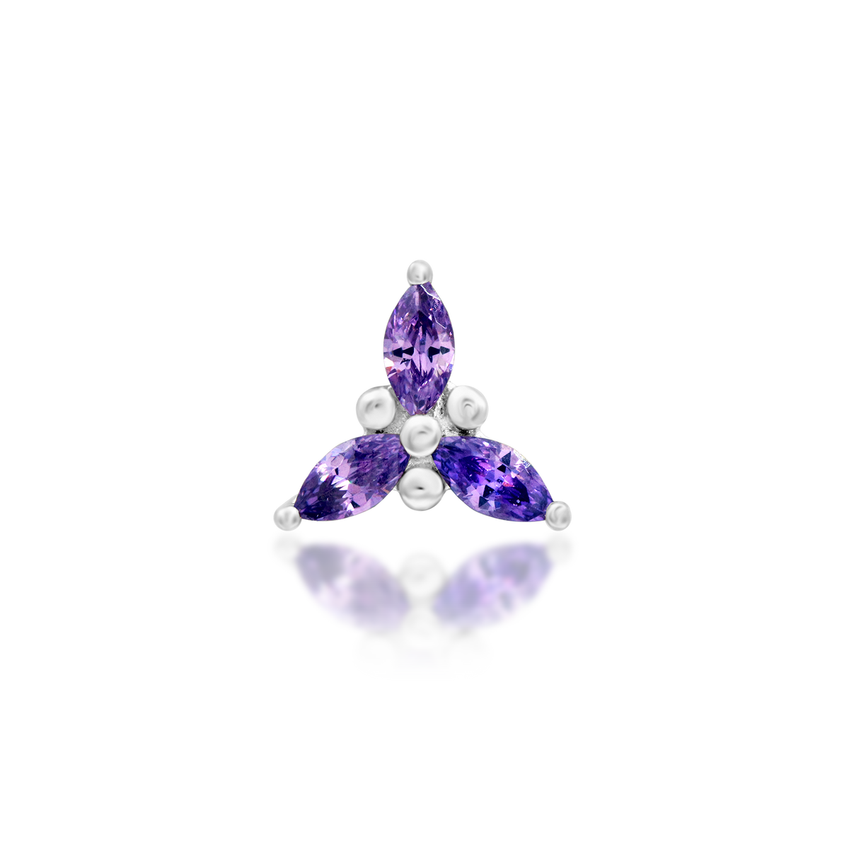 14ct white gold threadless Mabel Amethyst end, Loughborough Origins Body Art
