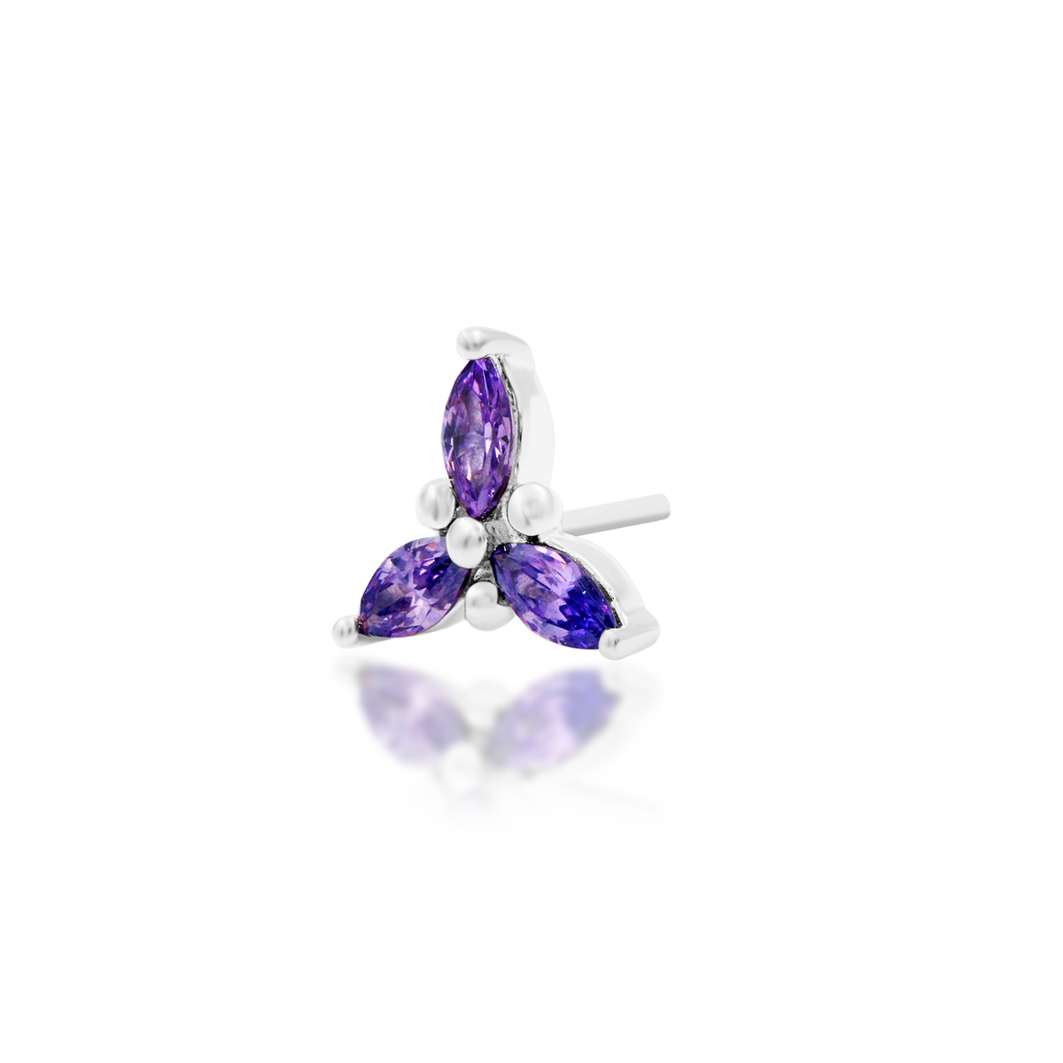 14ct white gold threadless Mabel Amethyst end, Loughborough Origins Body Art
