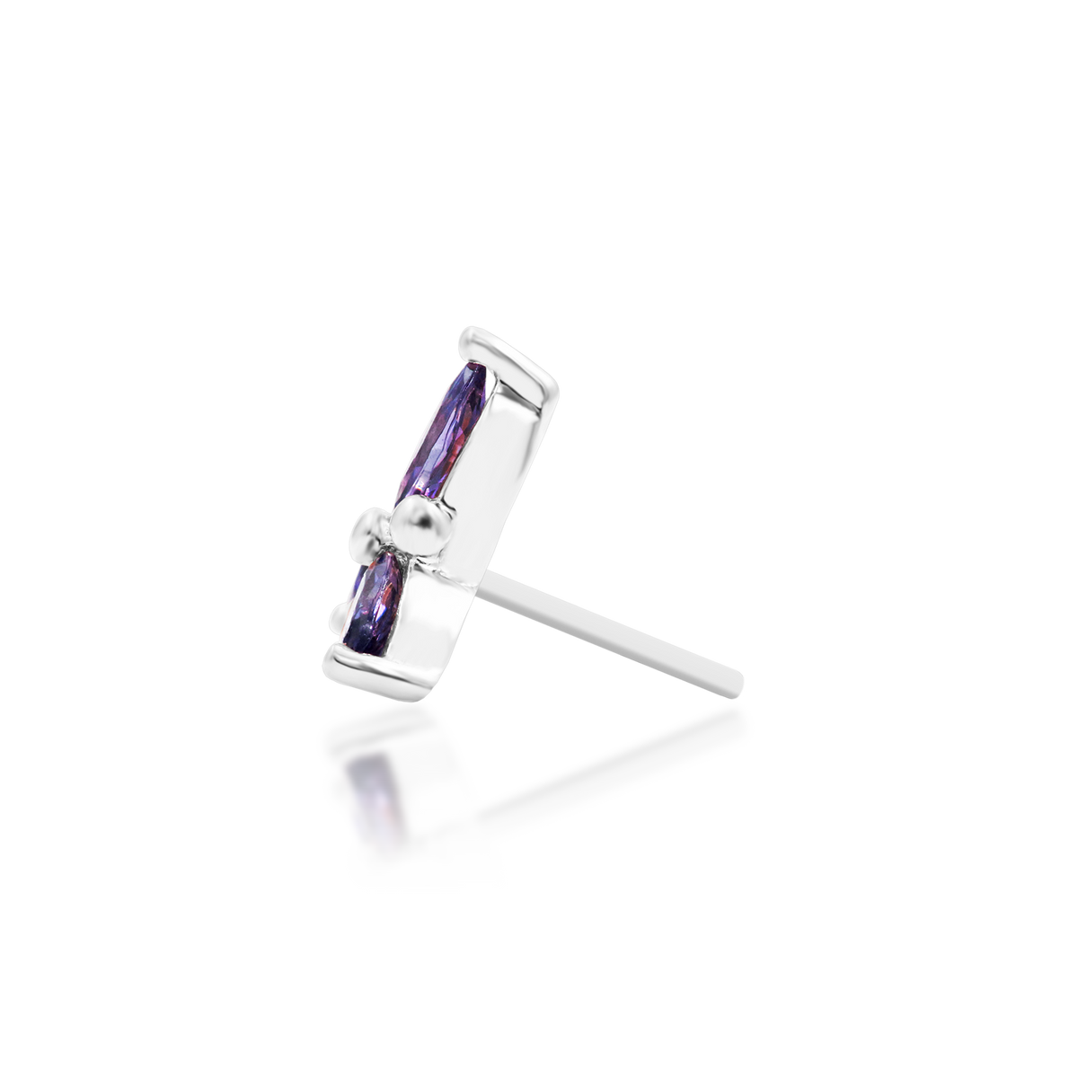 14ct white gold threadless Mabel Amethyst end, Loughborough Origins Body Art