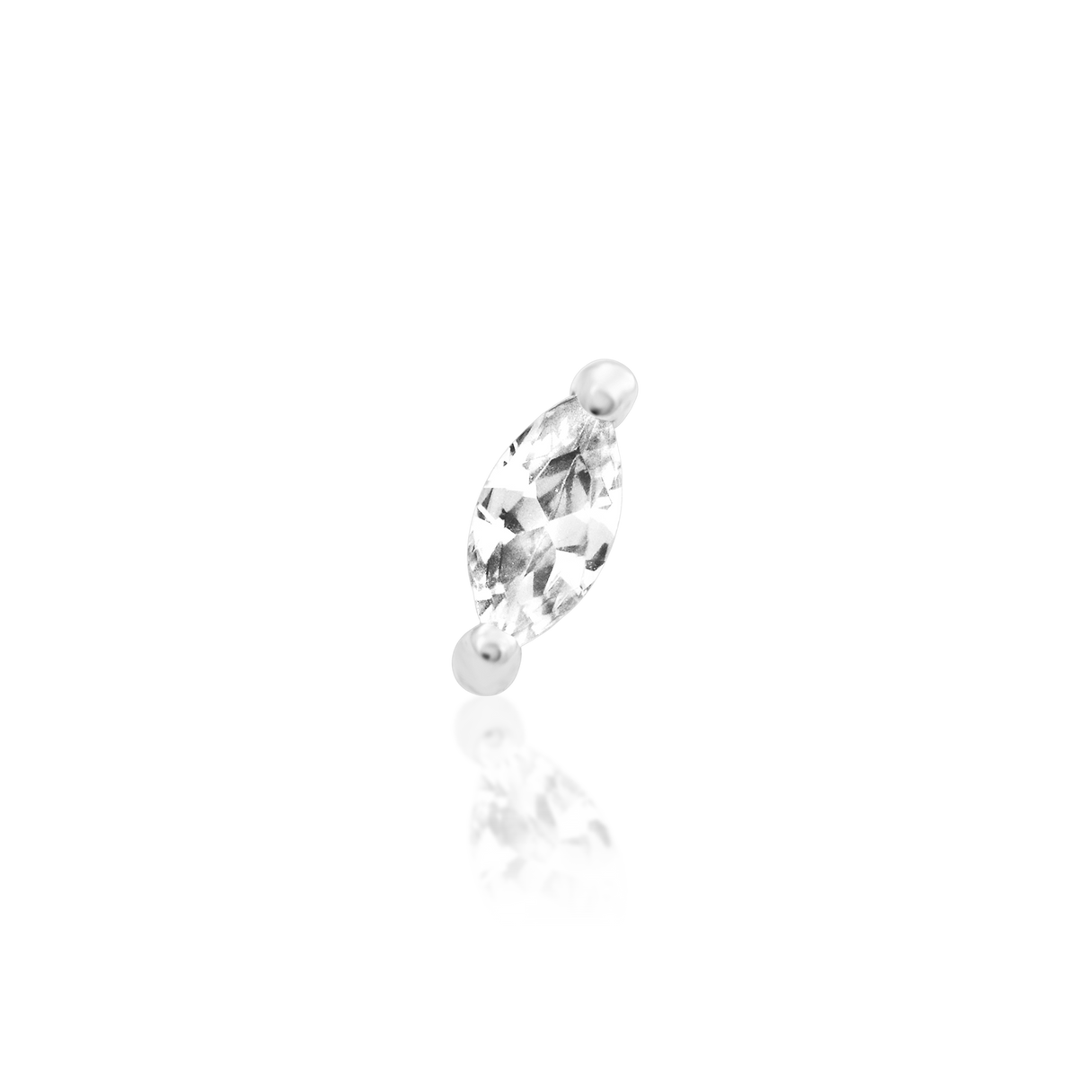 14ct white gold threadless Gold Marquise end, Loughborough Origins Body Art