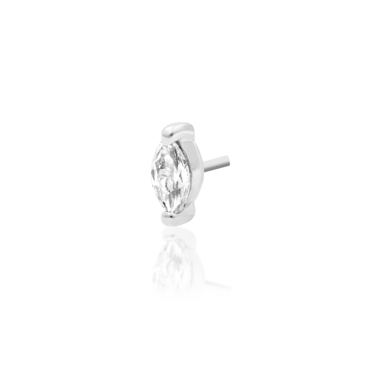 14ct white gold threadless Gold Marquise end, Loughborough Origins Body Art