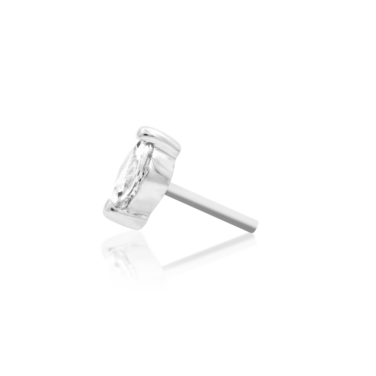 14ct white gold threadless Gold Marquise end, Loughborough Origins Body Art