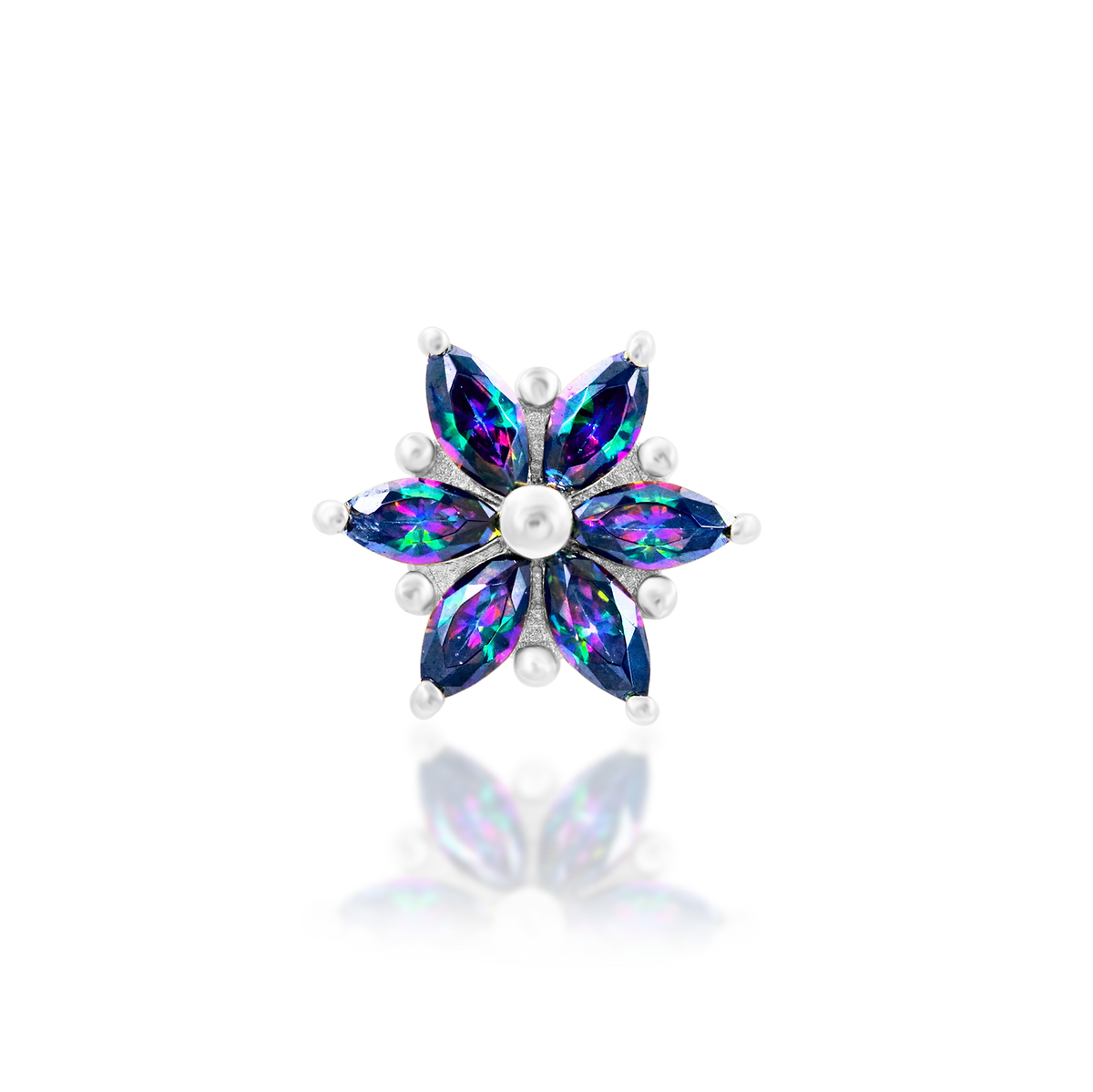 14ct white gold threadless Mystic Elegance end, Loughborough Origins Body Art