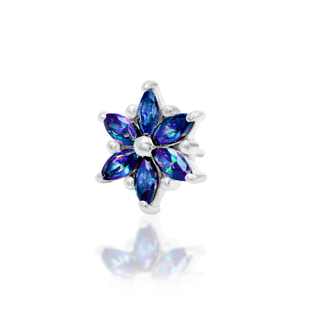 14ct white gold threadless Mystic Elegance end, Loughborough Origins Body Art