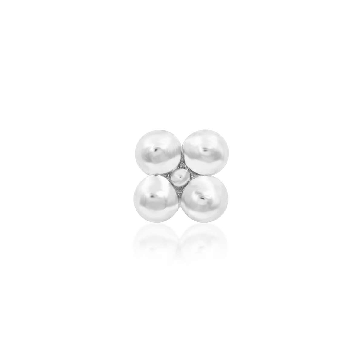 14ct white gold threadless Gold Square Quad-Bead end, Loughborough Origins Body Art