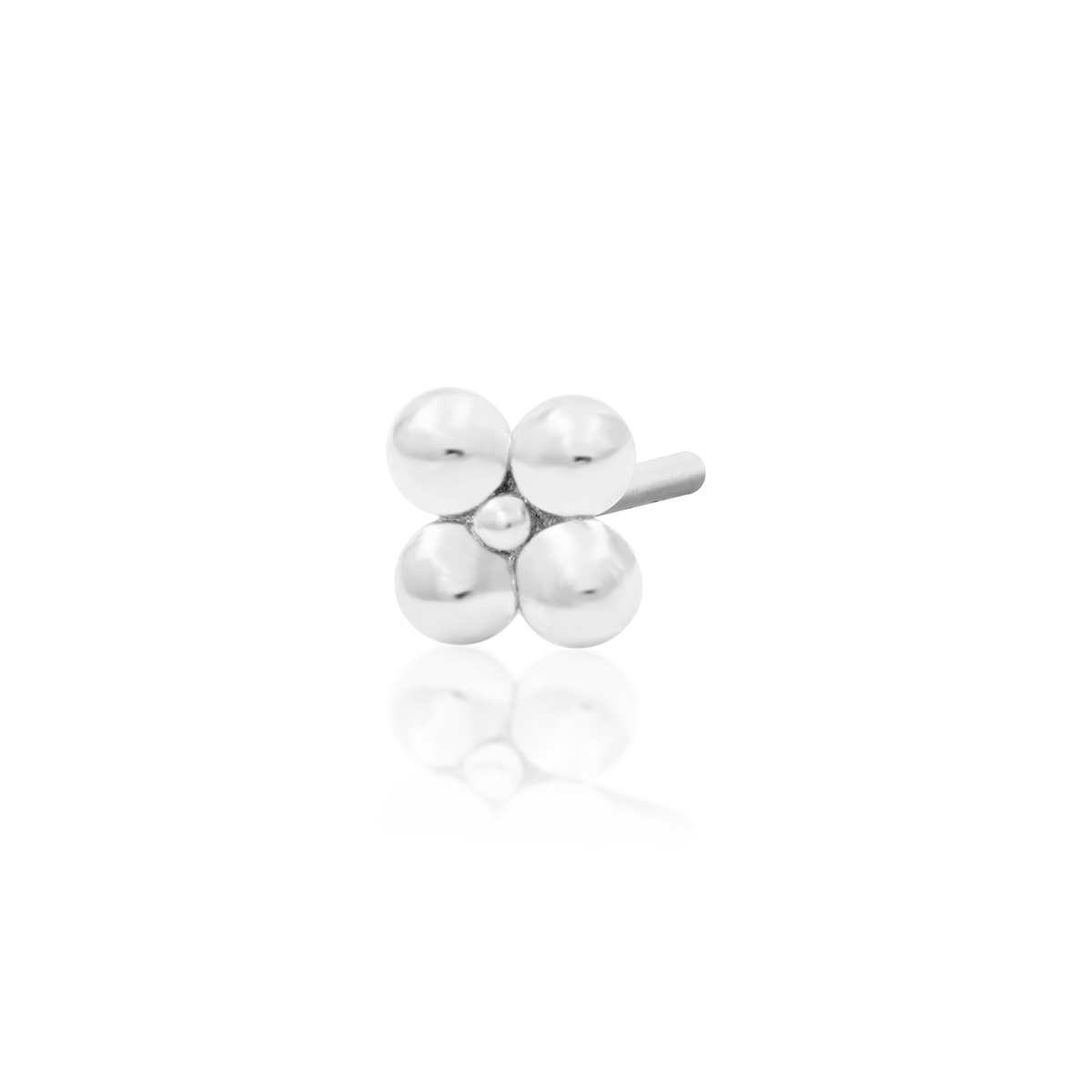 14ct white gold threadless Gold Square Quad-Bead end, Loughborough Origins Body Art