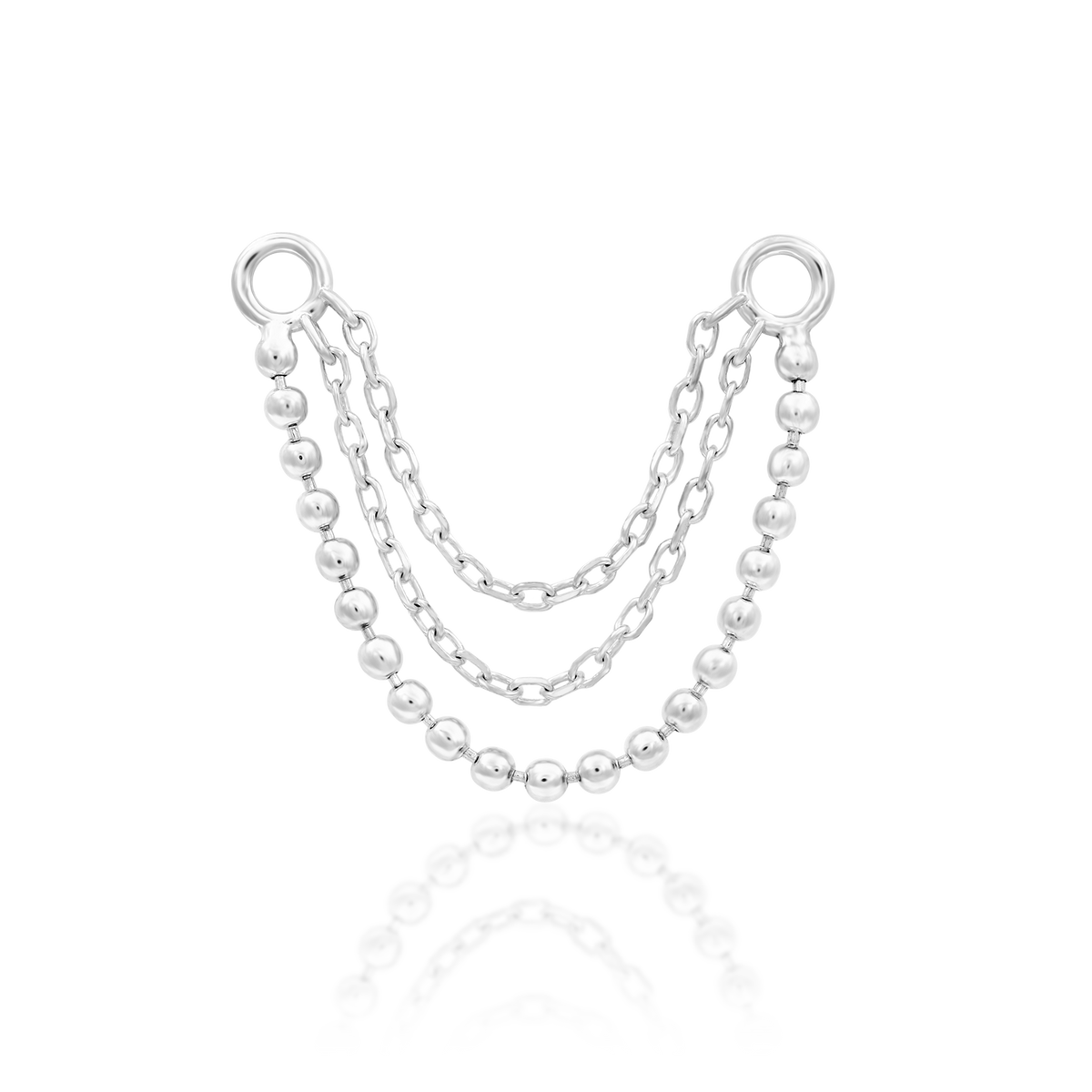 14ct white gold Triple chain Quinn end, Loughborough Origins Body Art