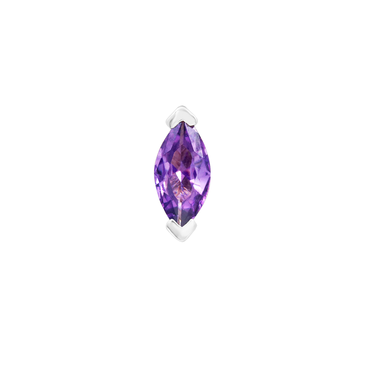 14ct white gold threadless Sumire Amethyst end, Loughborough Origins Body Art