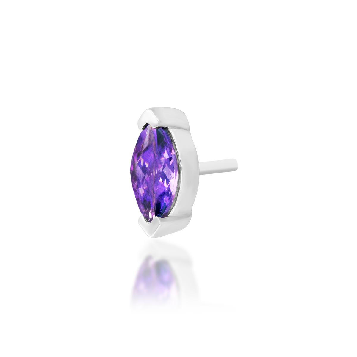 14ct white gold threadless Sumire Amethyst end, Loughborough Origins Body Art