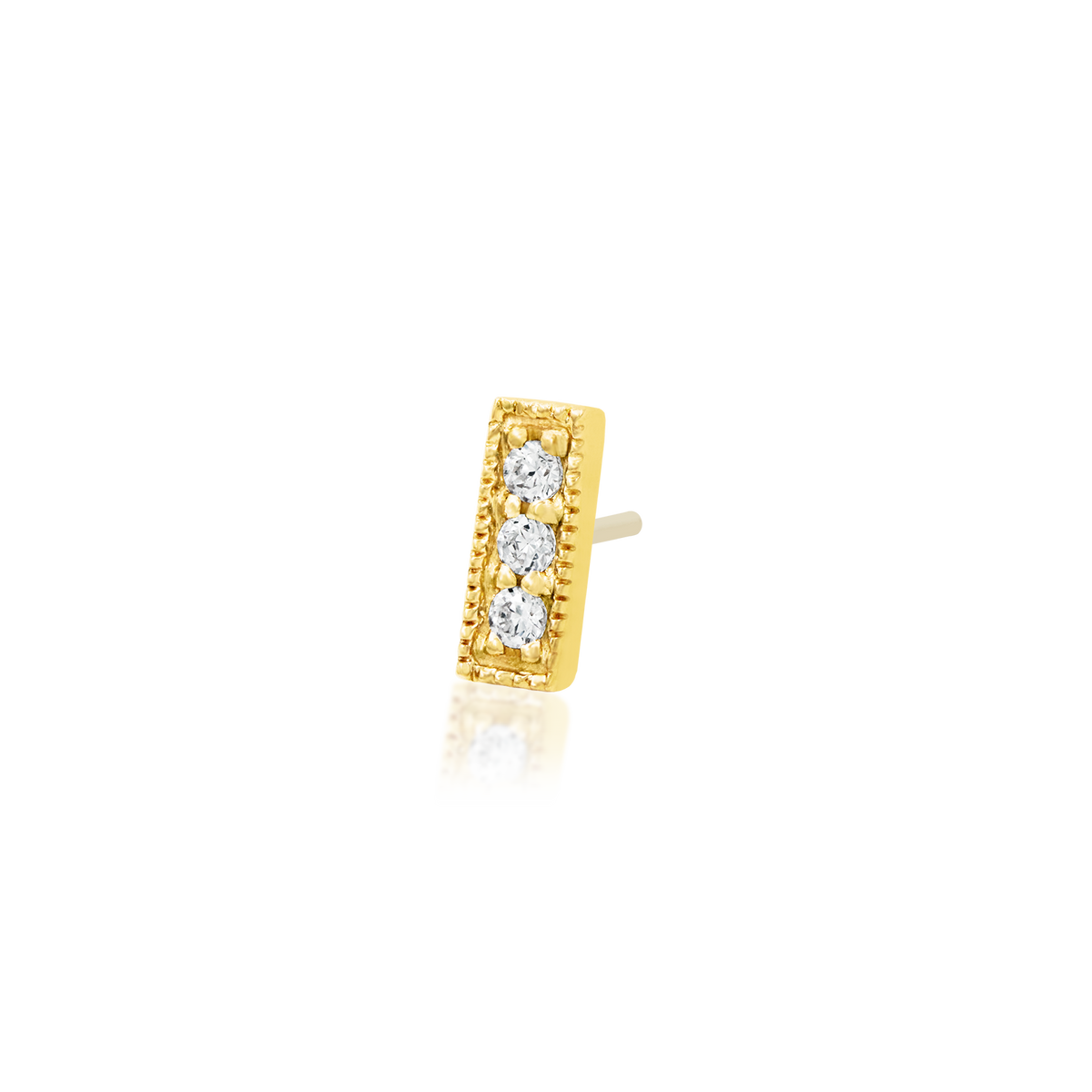 Gold Millgrain Bar With 3 CZ